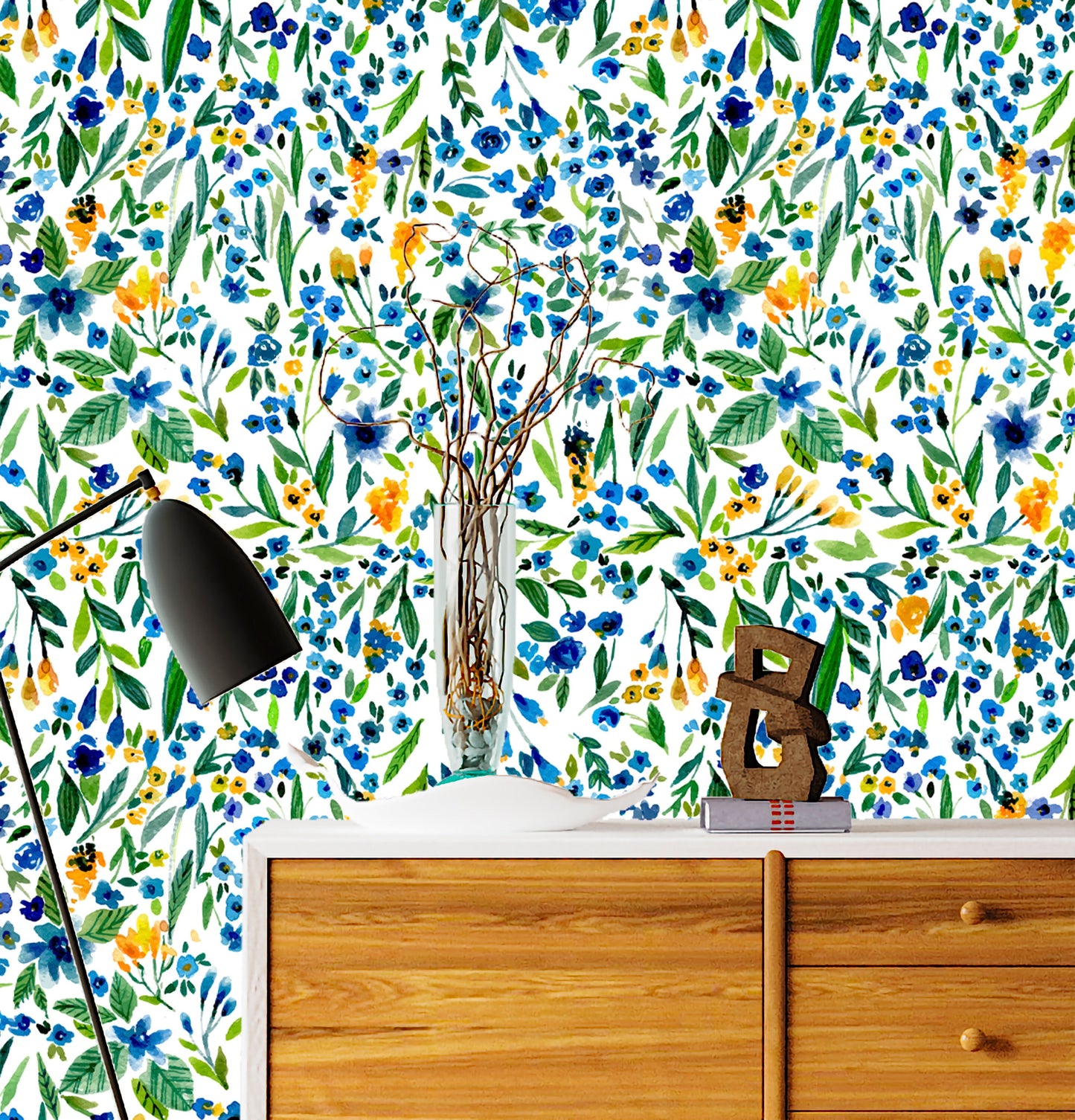 Wildflower Wallpaper Peel and Stick Mural Boho Botanical Removable Wall Paper