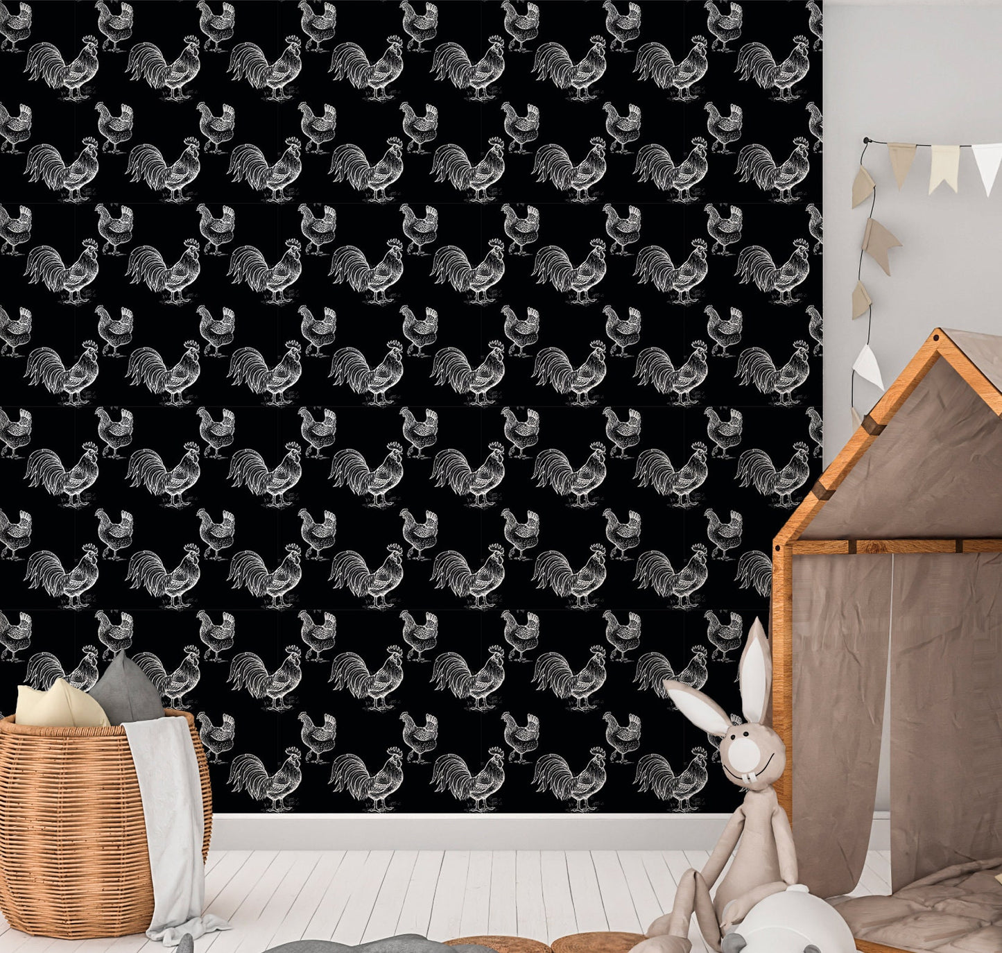 Chicken Wallpaper Peel and Stick, Rooster Removable Wall Paper