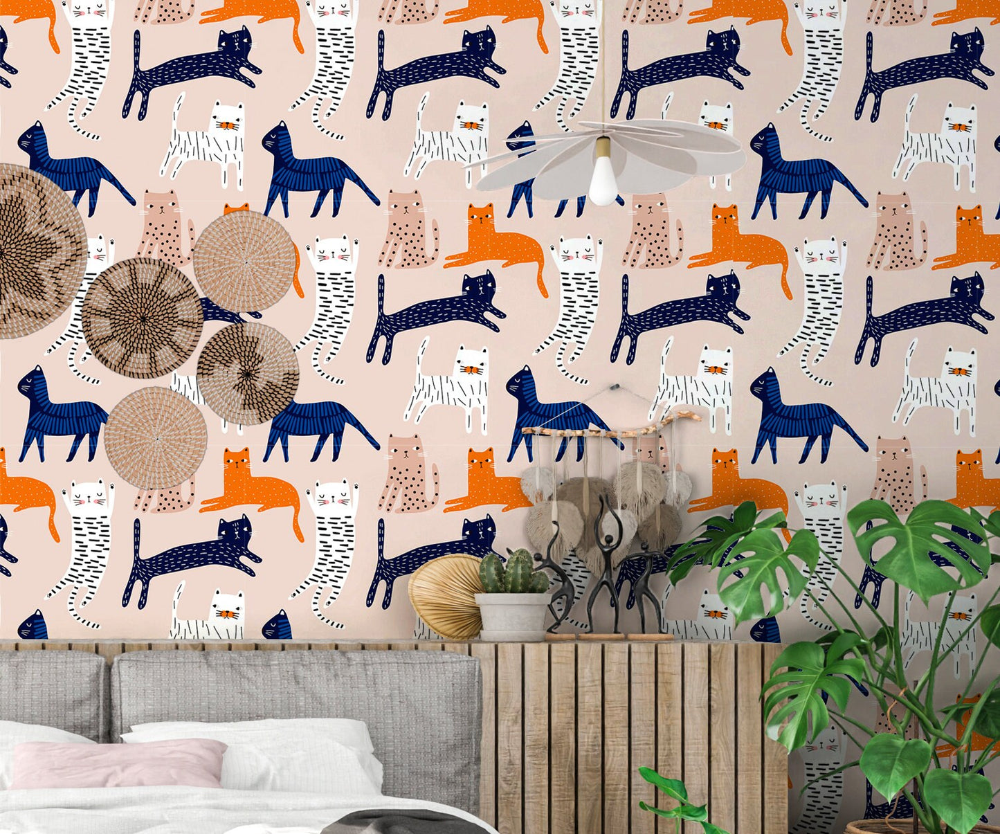 Fun Wallpaper Peel and Stick, Cat Lovers Removable Wall Paper
