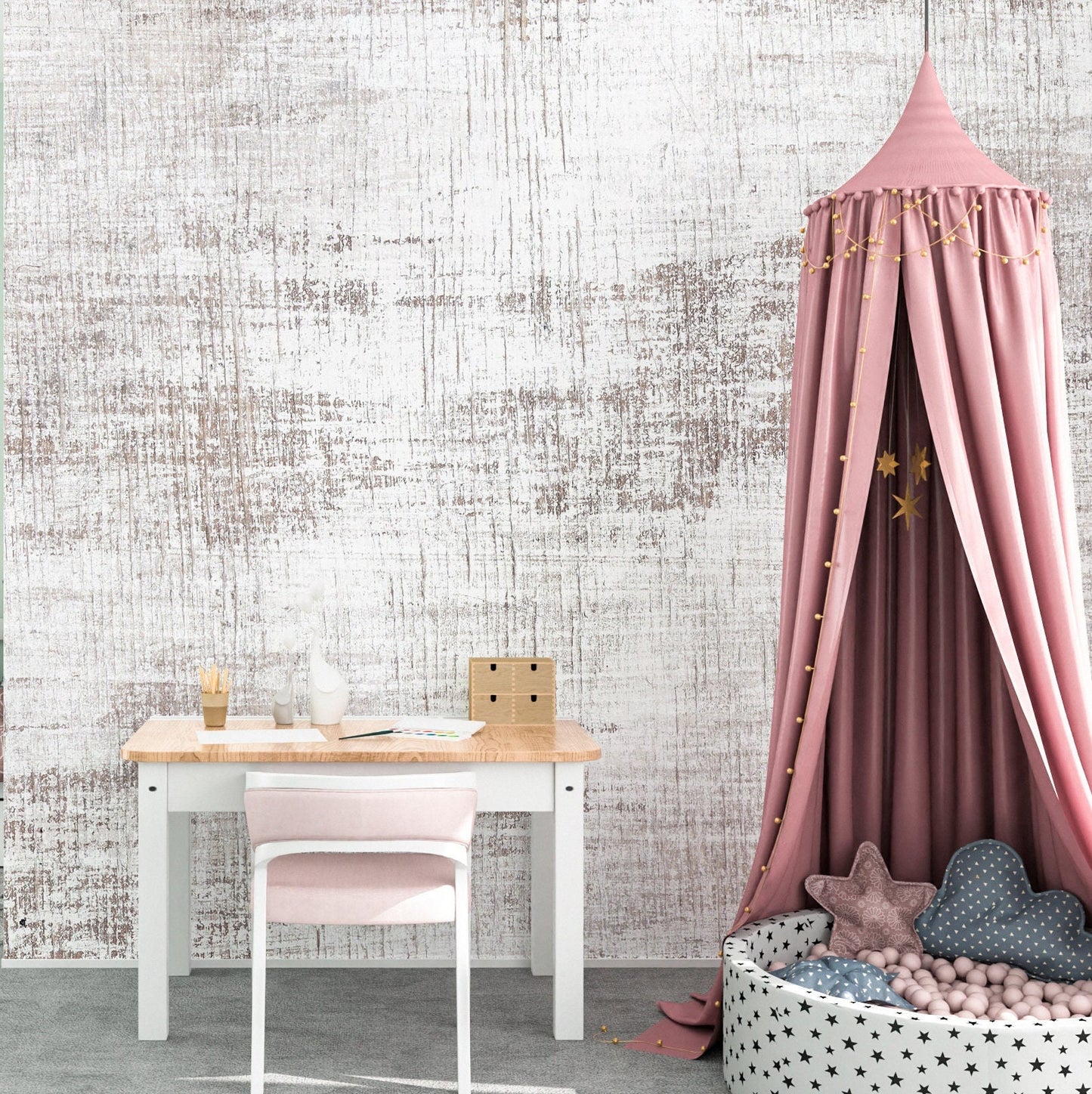 Wood Wallpaper Peel and Stick, Rustic Textured Removable Wall Paper