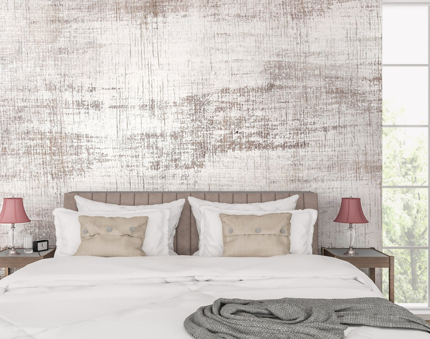 Wood Wallpaper Peel and Stick, Rustic Textured Removable Wall Paper