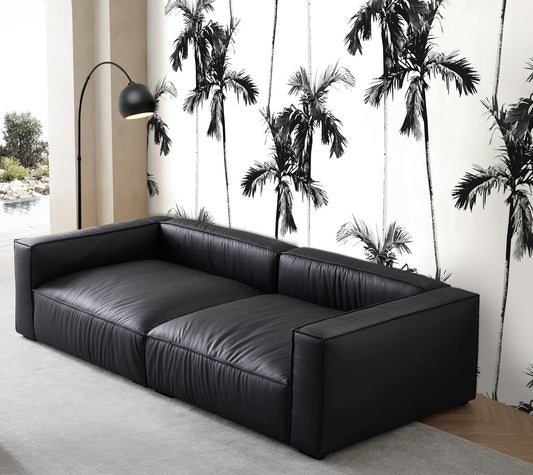 Black and White Palm Wallpaper Peel and Stick, Retro Tropical Removable Wall Paper