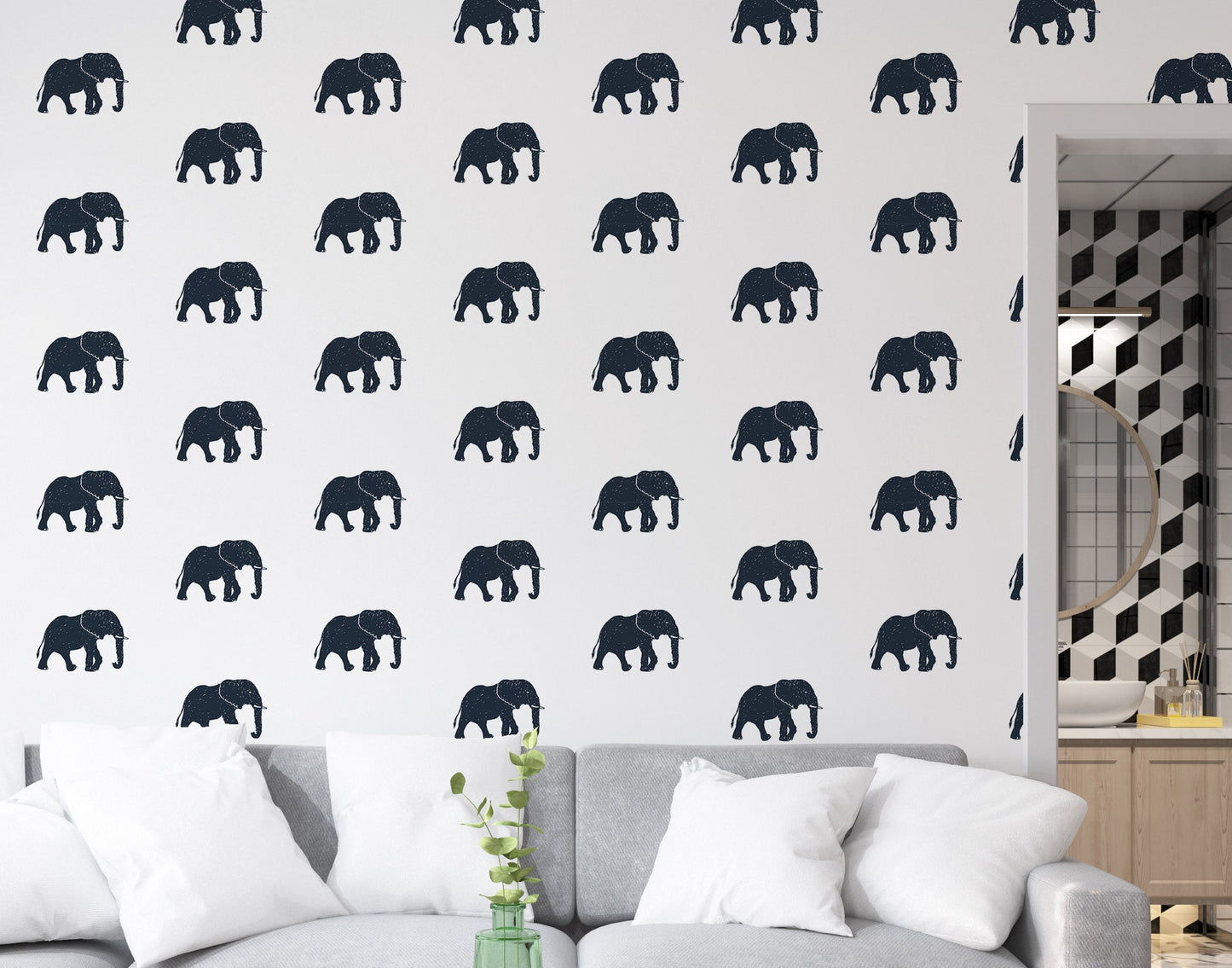 Elephant Wallpaper Peel and Stick, Indian Animal Yoga Removable Wall Paper