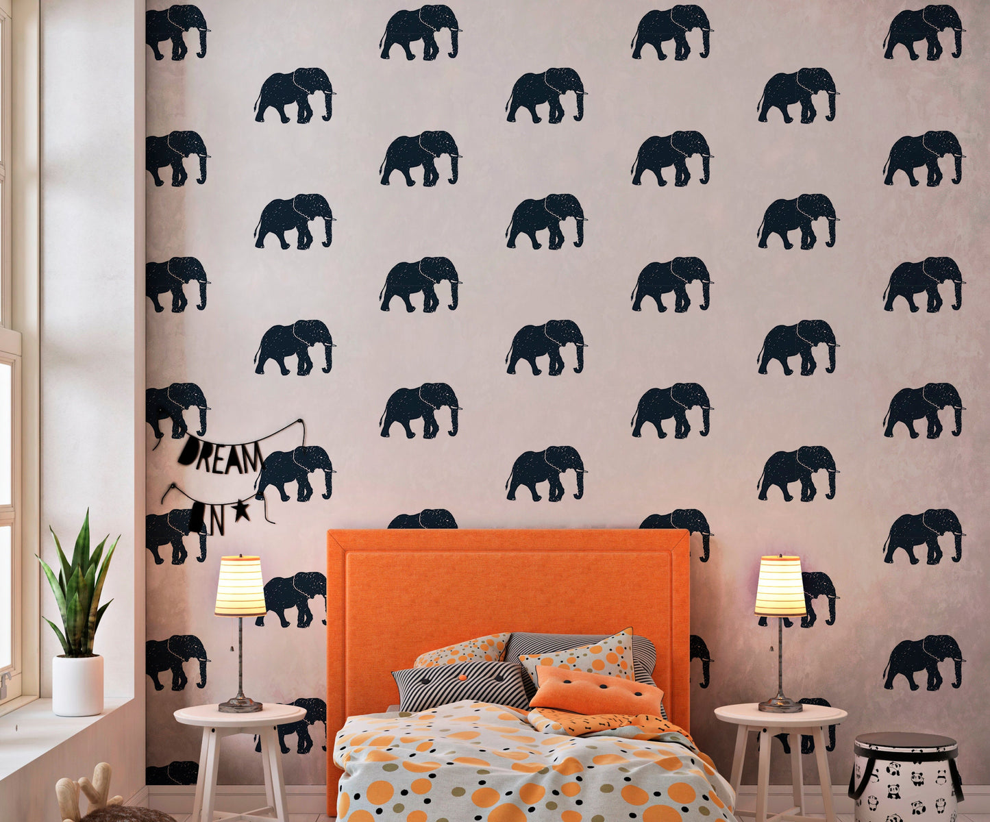 Elephant Wallpaper Peel and Stick, Indian Animal Yoga Removable Wall Paper