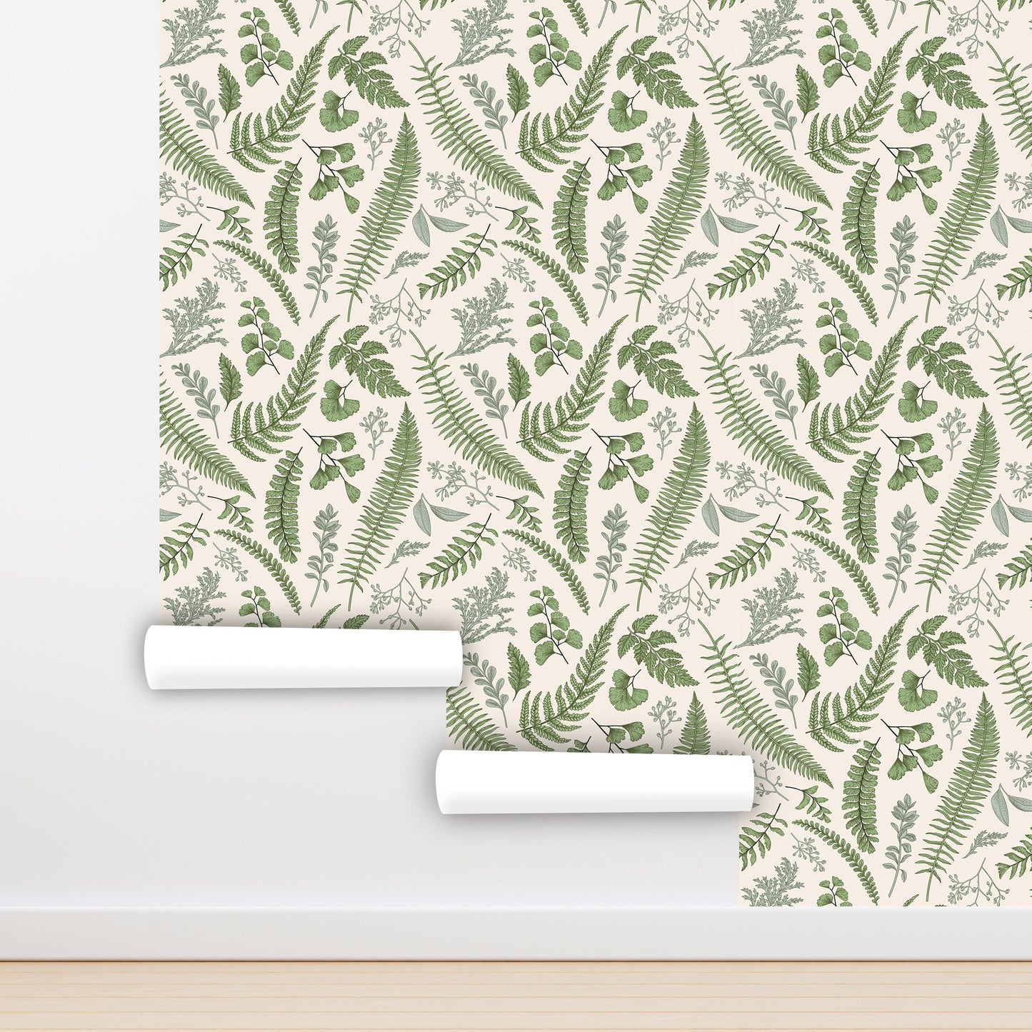 Fern Wallpaper Peel and Stick, Botanical Green Leaf Removable Wall Paper