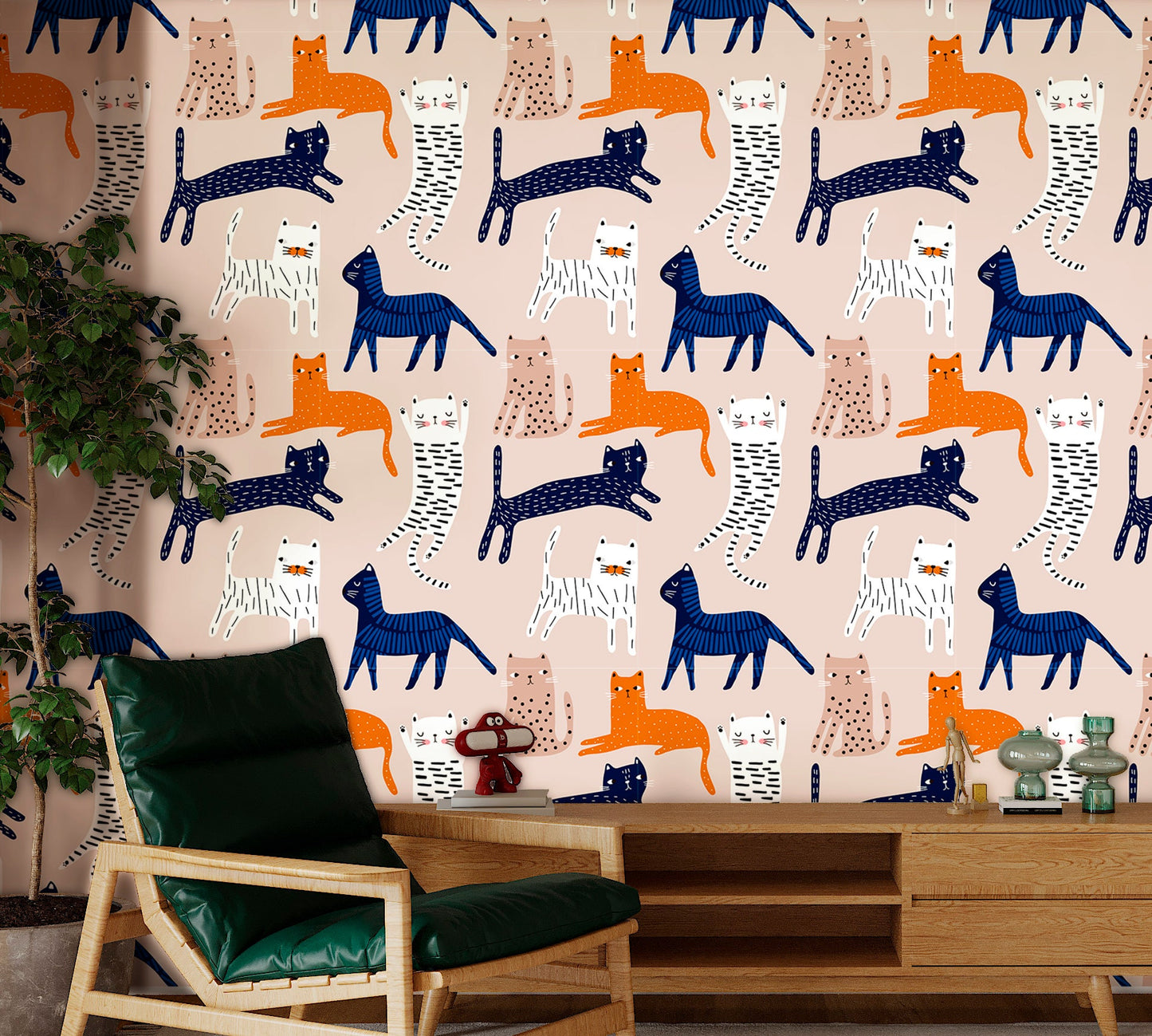 Fun Wallpaper Peel and Stick, Cat Lovers Removable Wall Paper