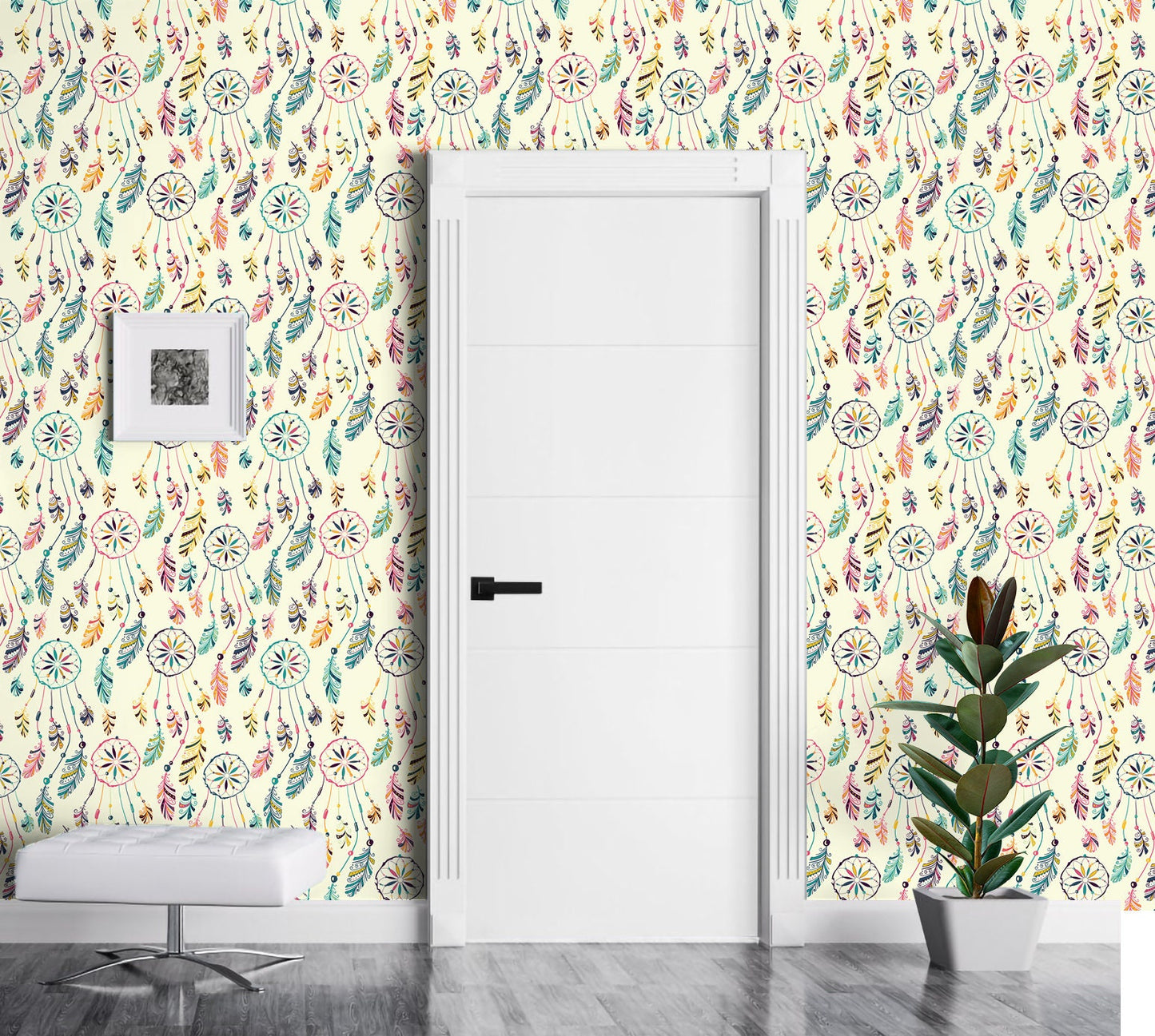 Dream Catcher Wallpaper Peel and Stick, Boho Feather Canvas Removable Wall Paper