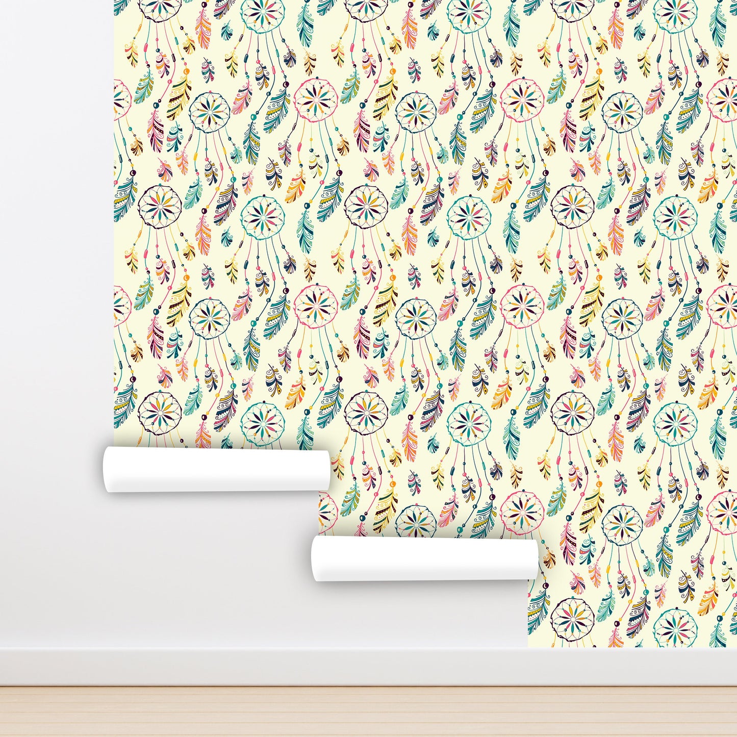Dream Catcher Wallpaper Peel and Stick, Boho Feather Canvas Removable Wall Paper