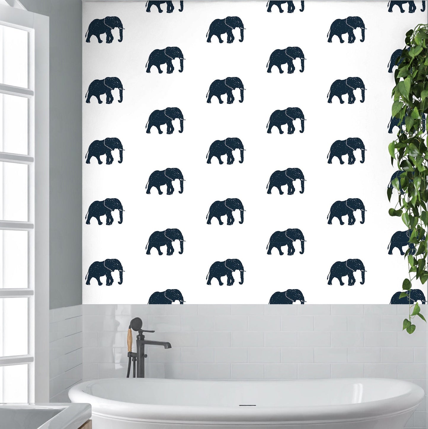 Elephant Wallpaper Peel and Stick, Indian Animal Yoga Removable Wall Paper