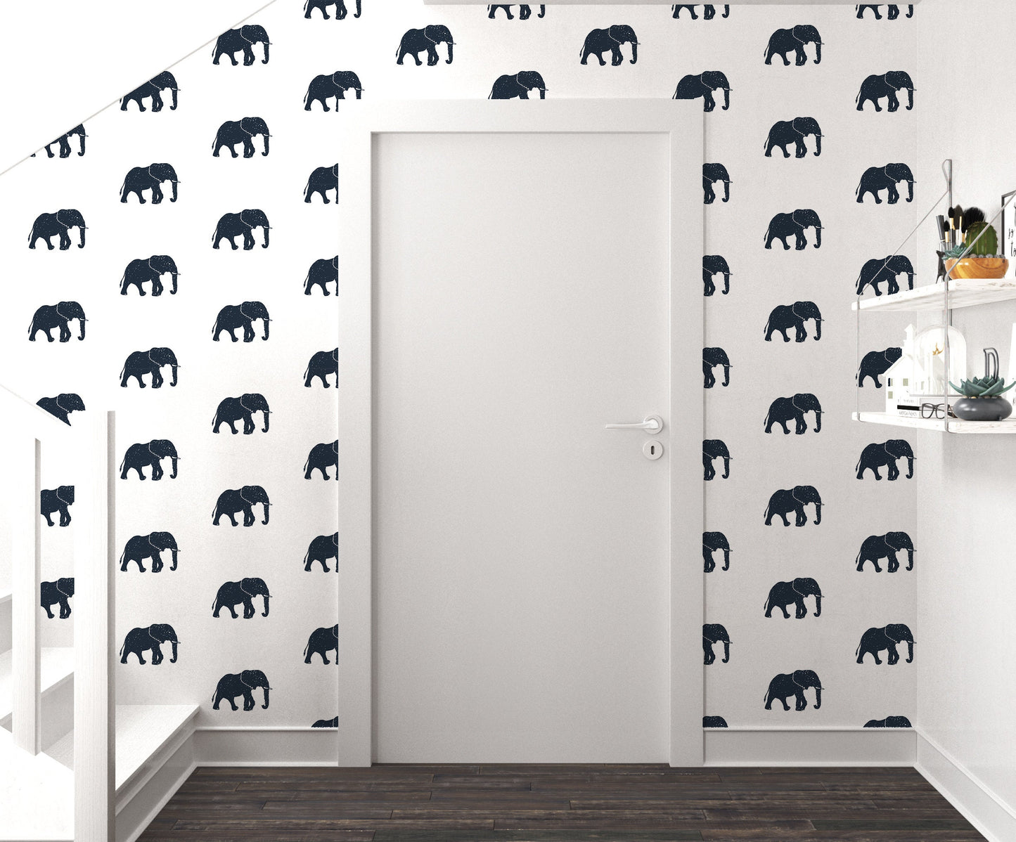 Elephant Wallpaper Peel and Stick, Indian Animal Yoga Removable Wall Paper
