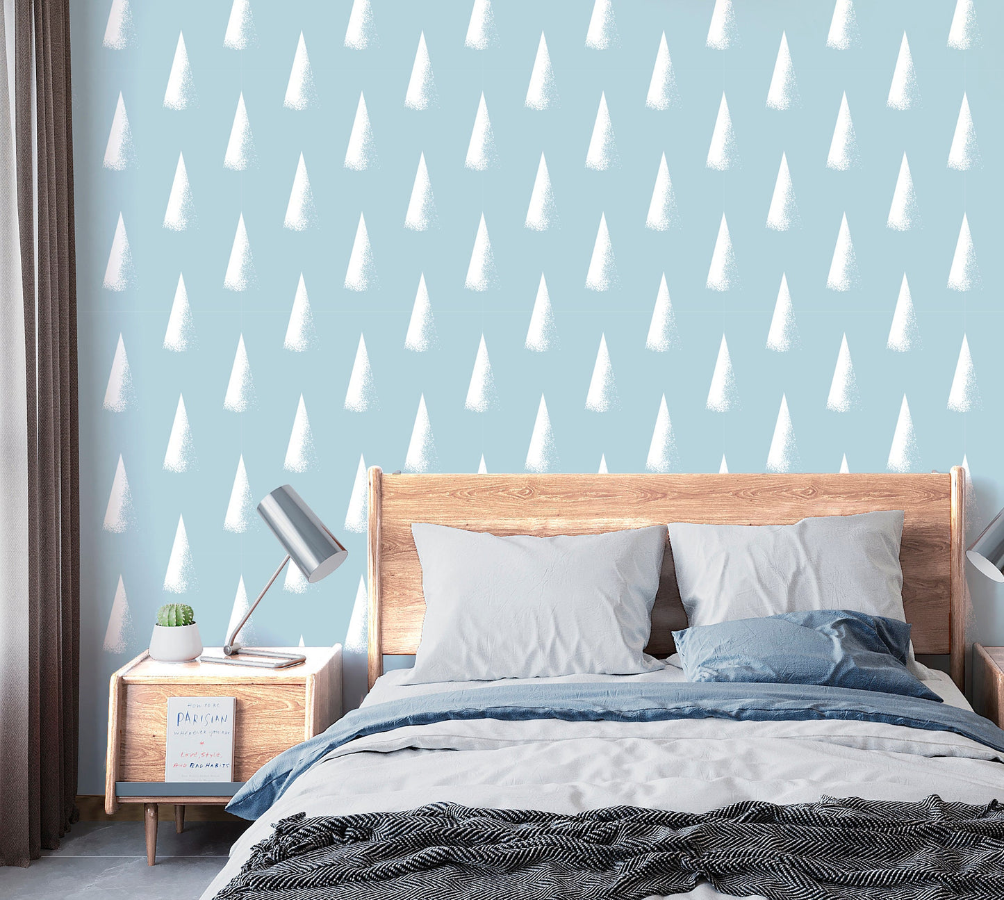 Scandi Wallpaper Peel and Stick, Triangle Geometric Textured Removable Wall Paper