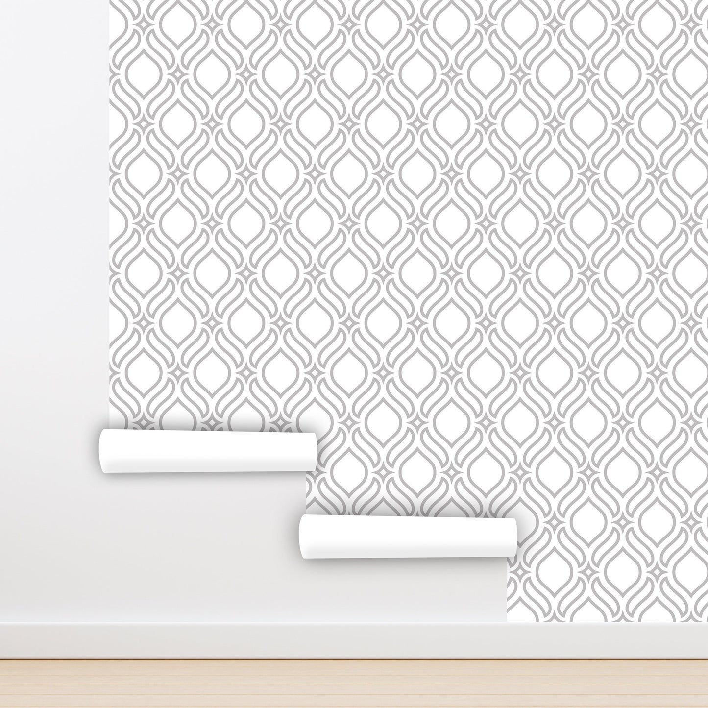 Neutral Oriental Wallpaper Peel and Stick, Arabesque Canvas Removable Wall Paper