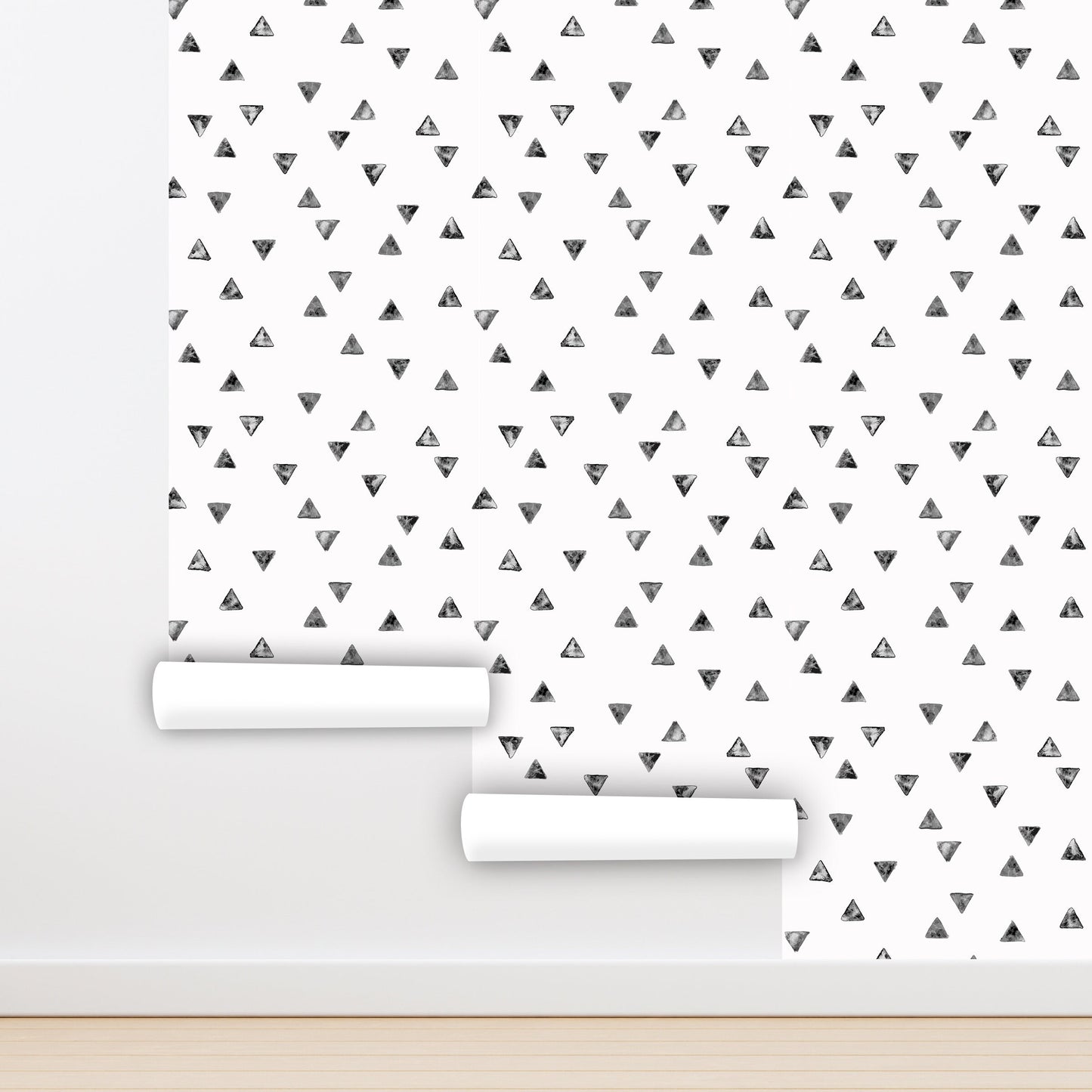 Triangle Wallpaper Peel and Stick, Black and White Geometric Canvas Removable Wall Paper