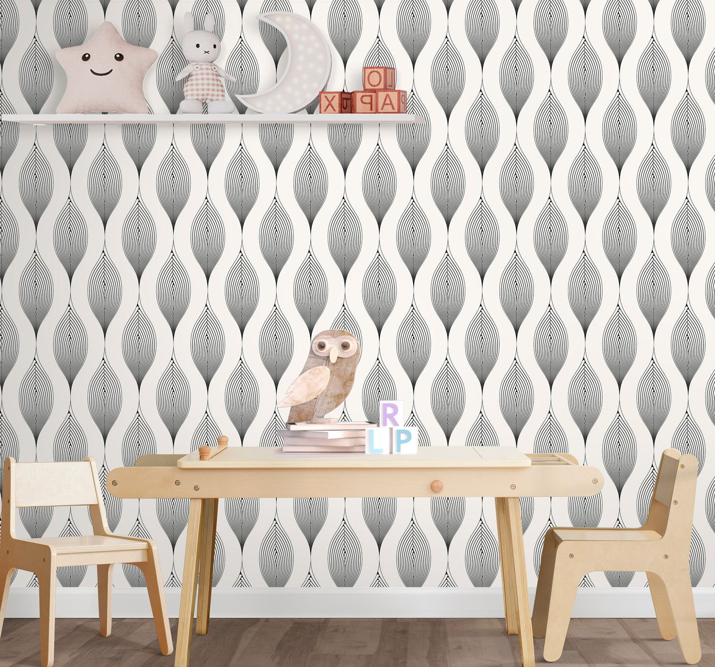 Curve Wallpaper Peel and Stick, Abstract Geometric Garland Textured Removable Wall Paper