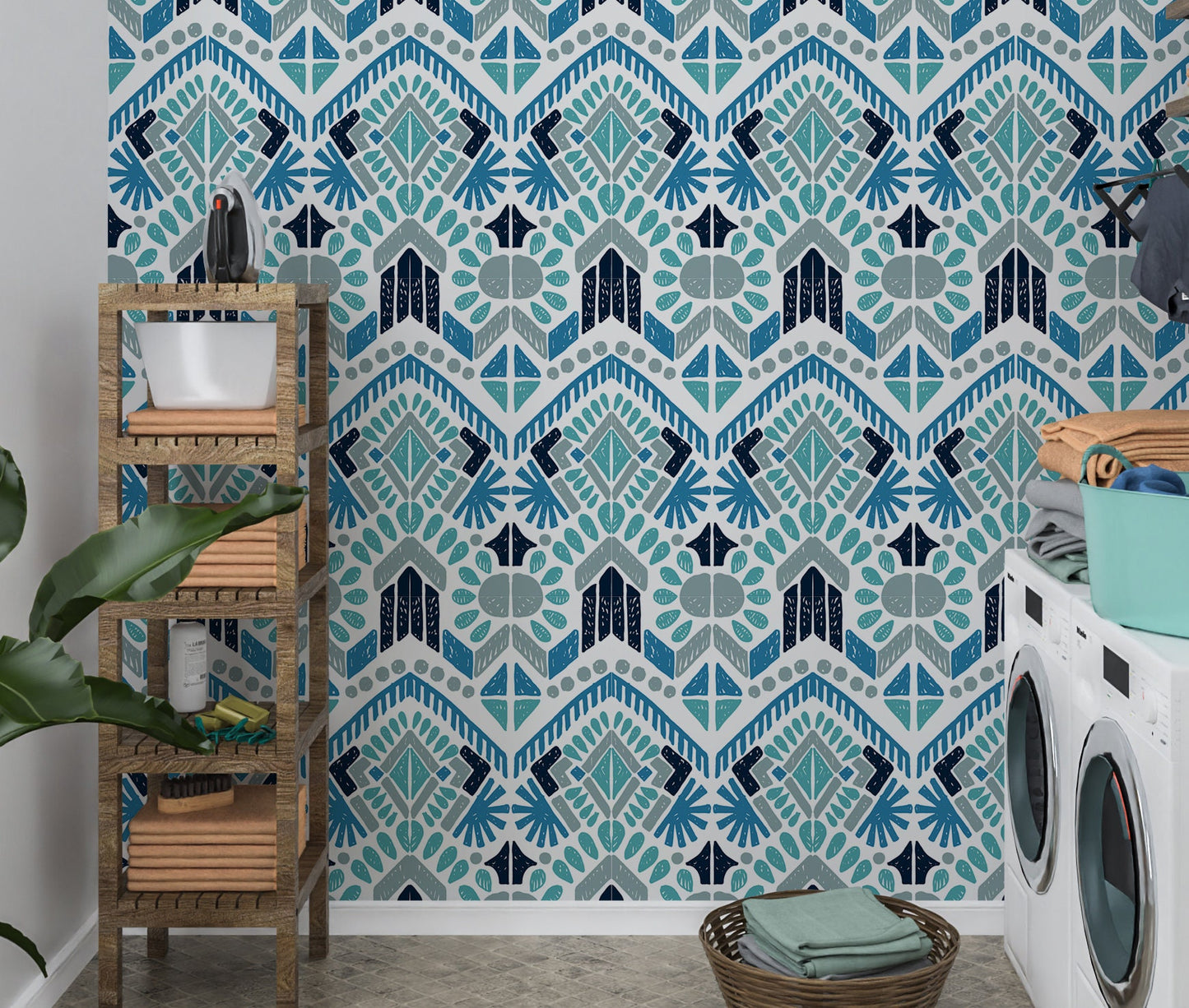 Aztec Wallpaper Peel and Stick, Tribal Ornament Textured Removable Wall Paper