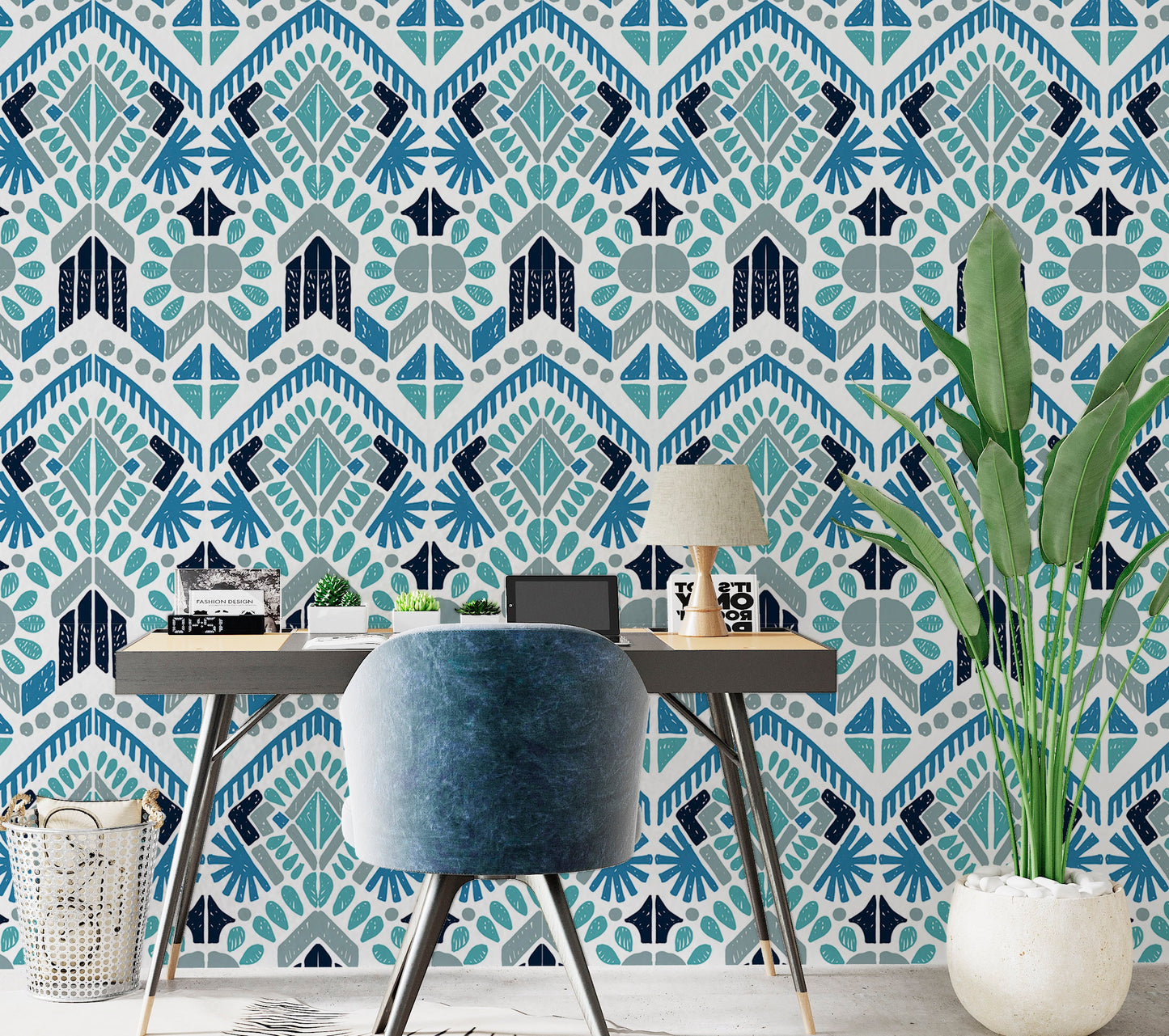 Aztec Wallpaper Peel and Stick, Tribal Ornament Textured Removable Wall Paper