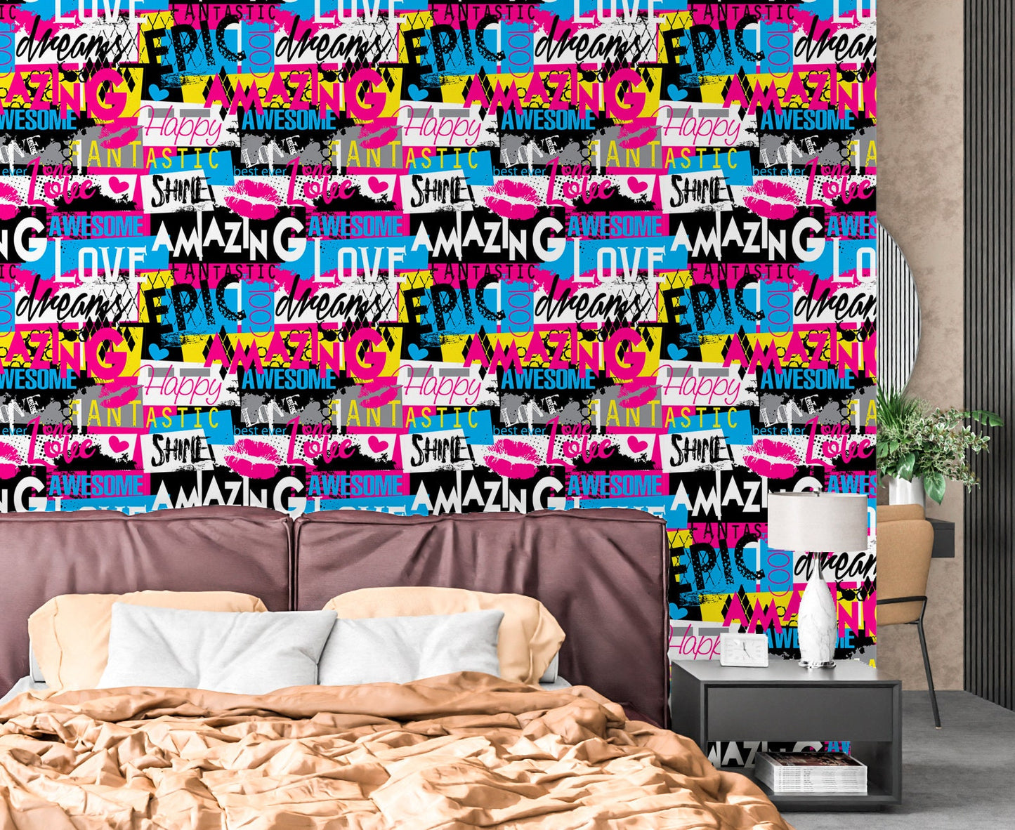 Fashion Wallpaper Peel and Stick, Cute Colorful Girls Removable Wall Paper