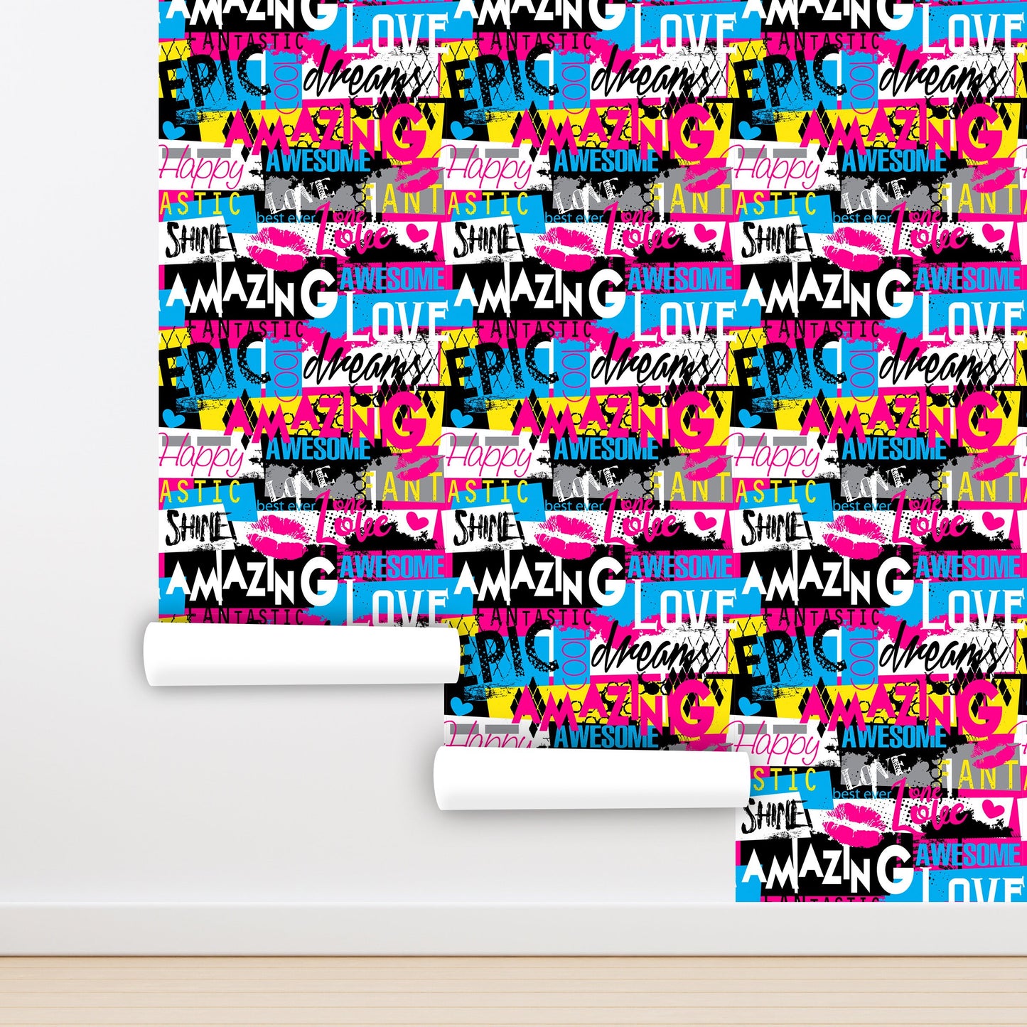 Fashion Wallpaper Peel and Stick, Cute Colorful Girls Removable Wall Paper
