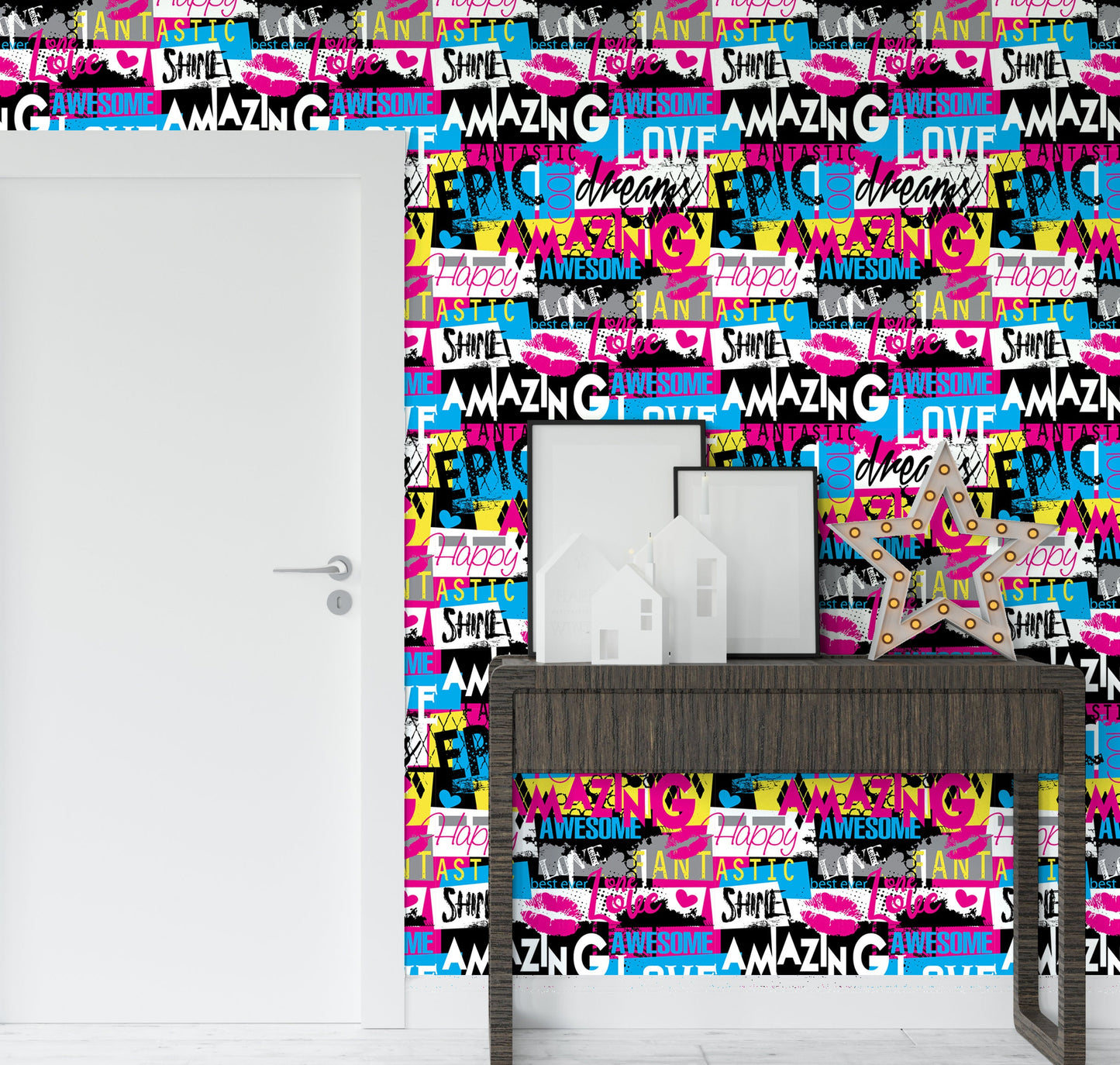 Fashion Wallpaper Peel and Stick, Cute Colorful Girls Removable Wall Paper