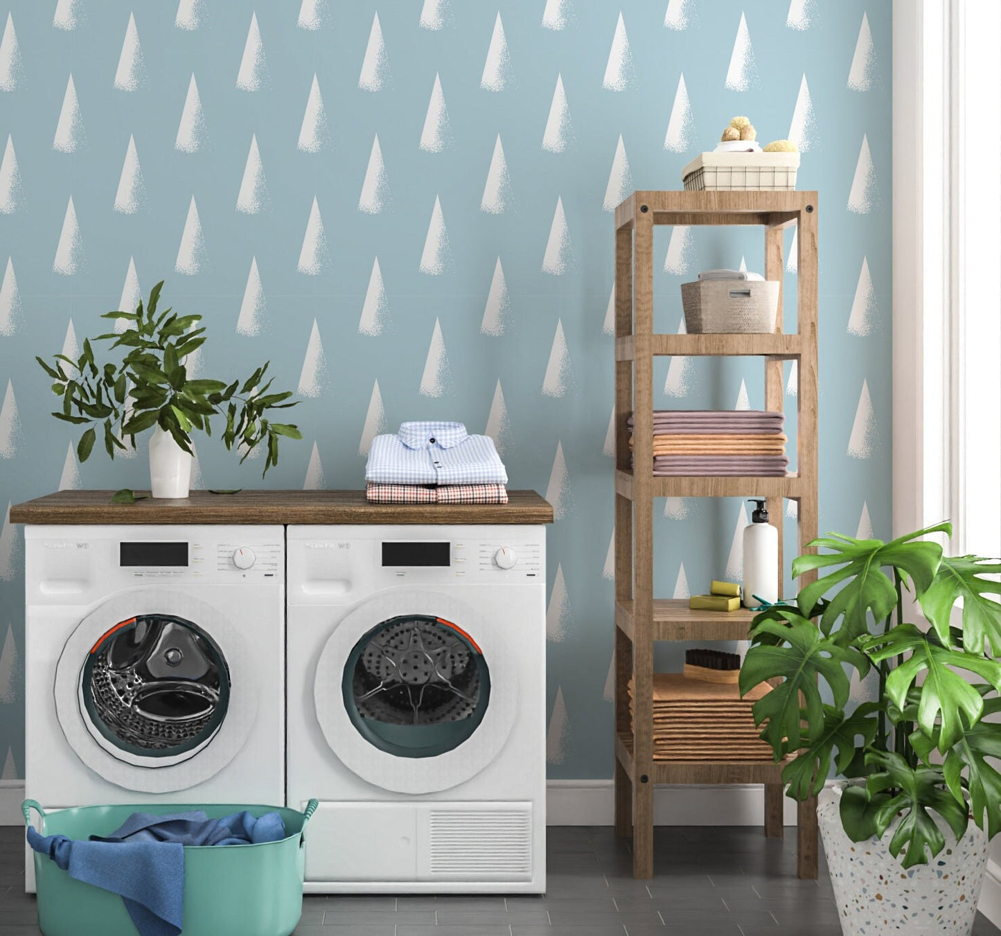 Scandi Wallpaper Peel and Stick, Triangle Geometric Textured Removable Wall Paper