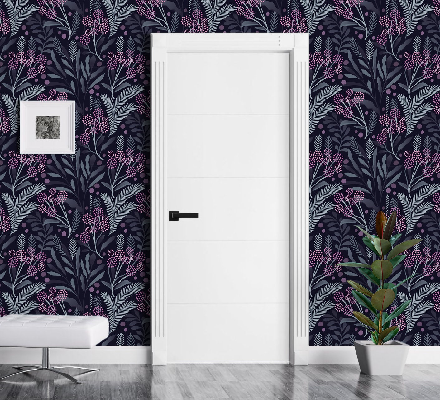 Moody Wallpaper Peel and Stick, Dark Botanical Garden Canvas Removable Wall Paper