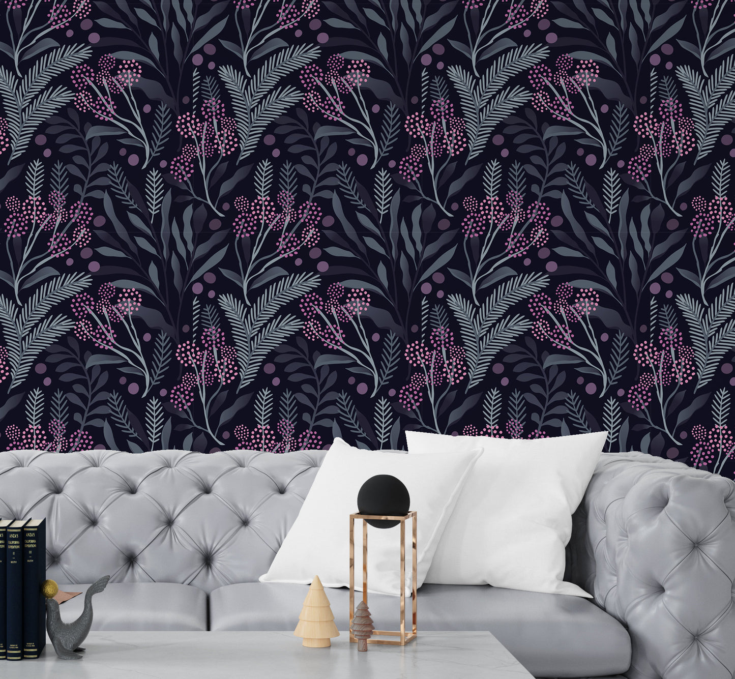 Moody Wallpaper Peel and Stick, Dark Botanical Garden Canvas Removable Wall Paper