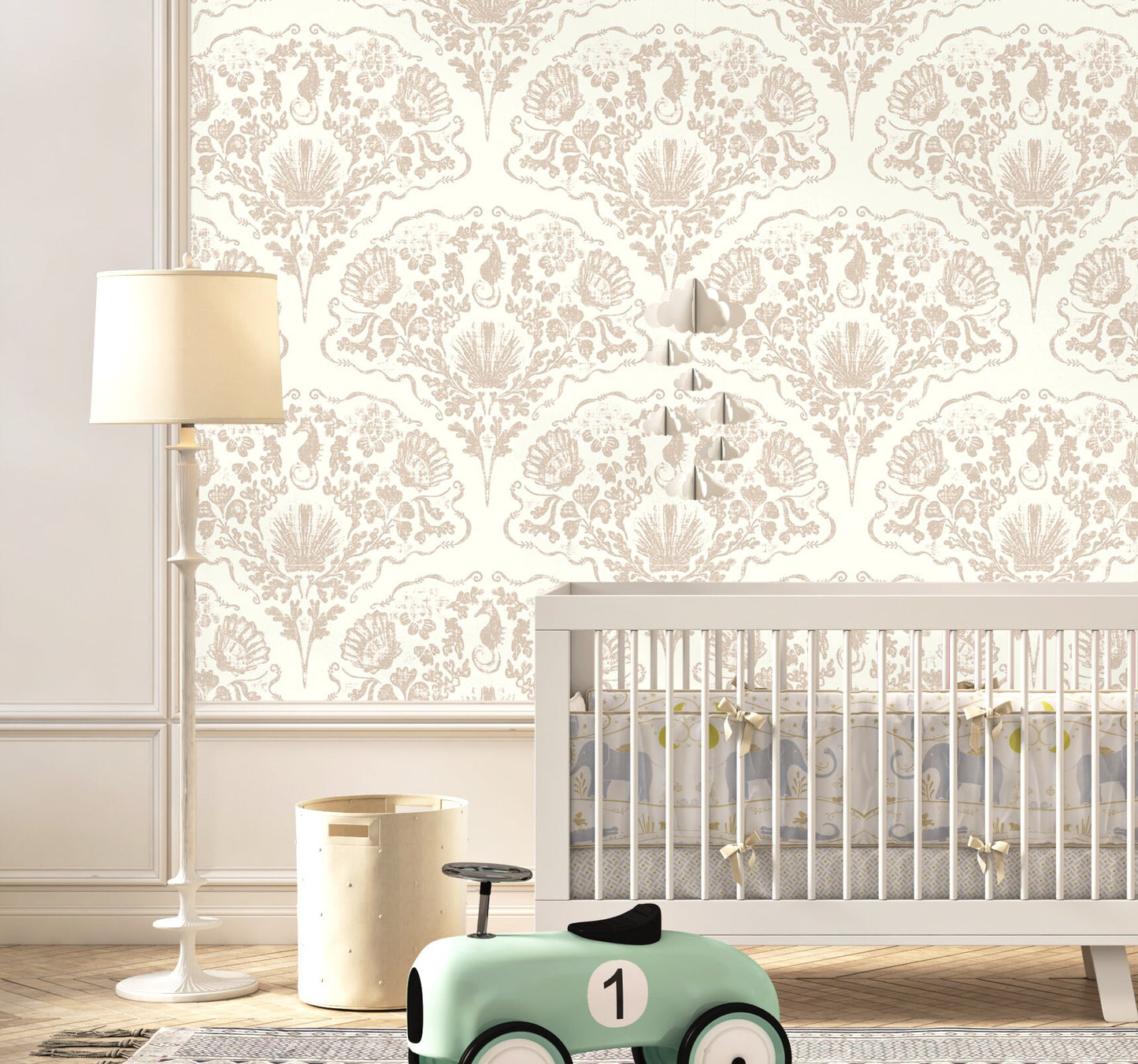 Seashell Wallpaper Peel and Stick, Retro Coastal Canvas Texture Removable Wall Paper