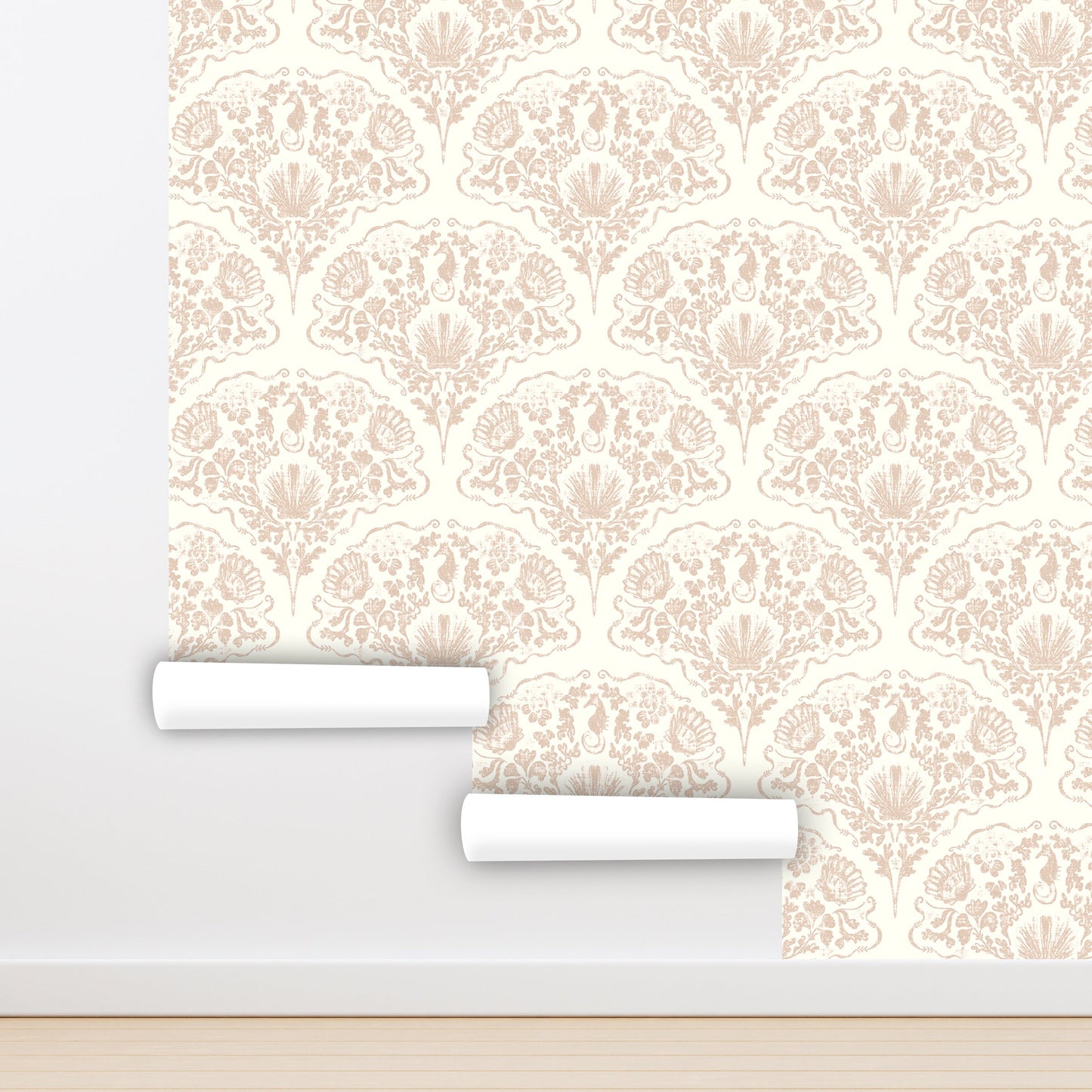 Seashell Wallpaper Peel and Stick, Retro Coastal Canvas Texture Removable Wall Paper