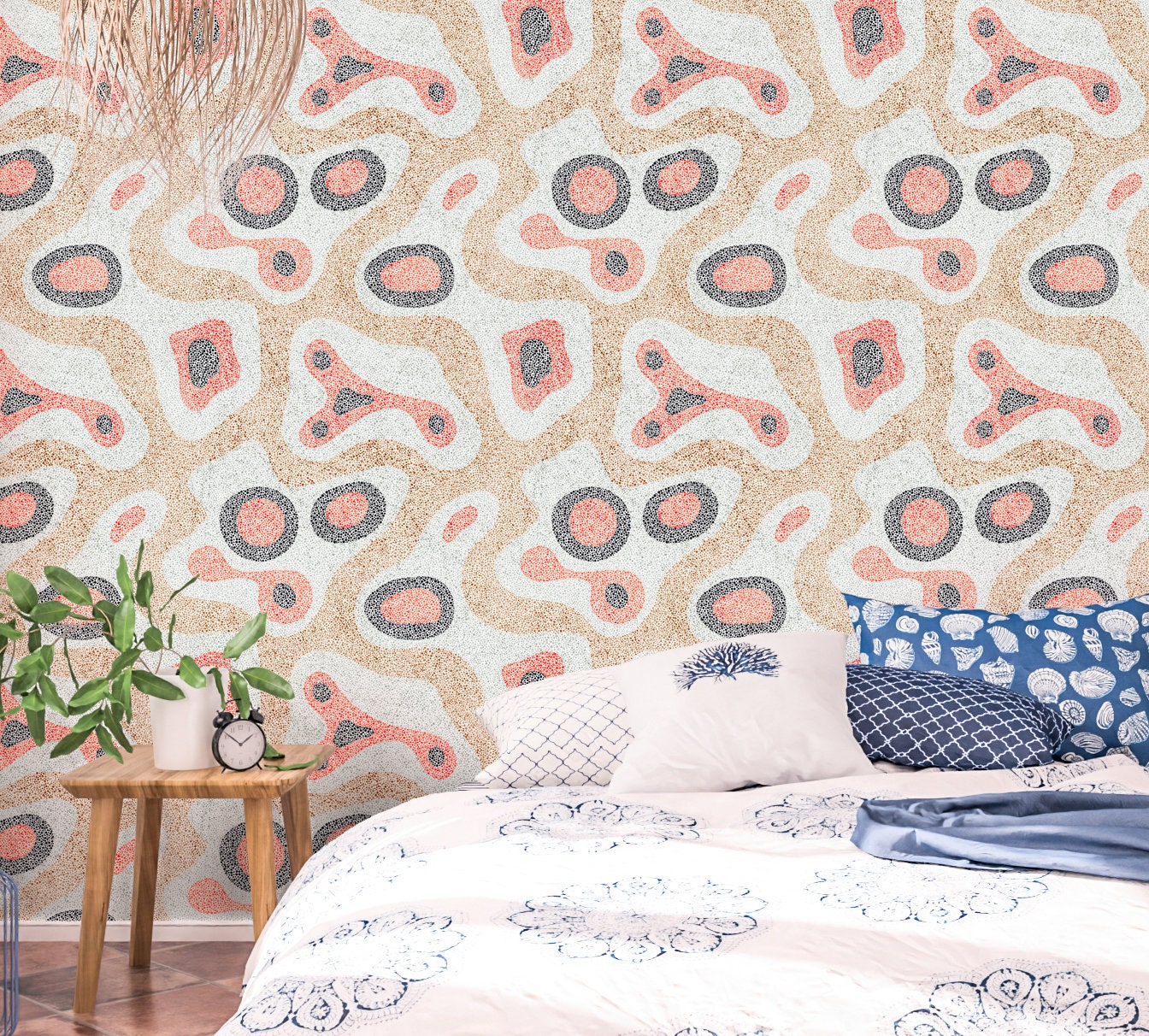 Terrazzo Wallpaper Peel and Stick, Abstract Textured Removable Wall Paper