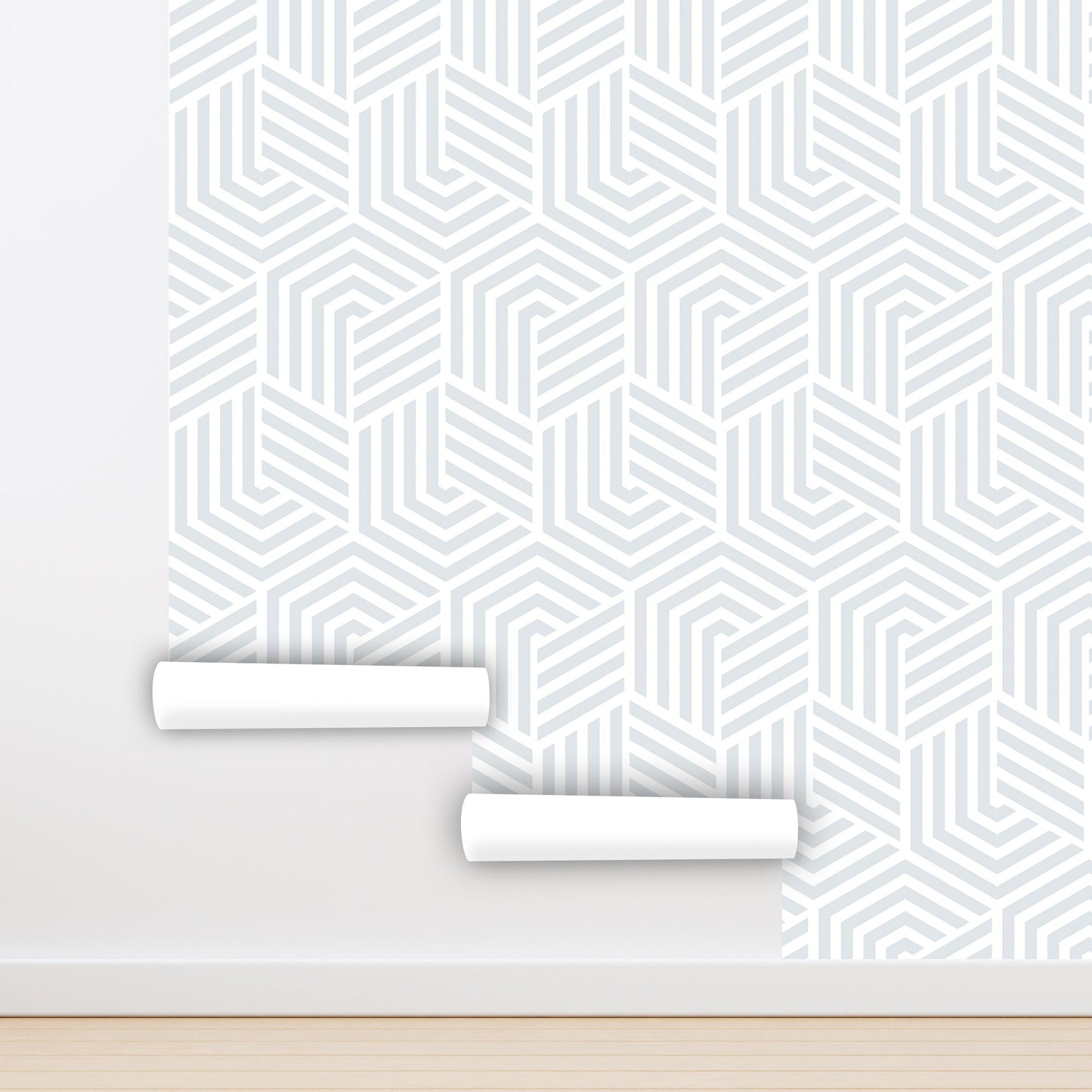 Polygons Wallpaper Peel and Stick, Monochrome Geometric Canvas Removable Wall Paper