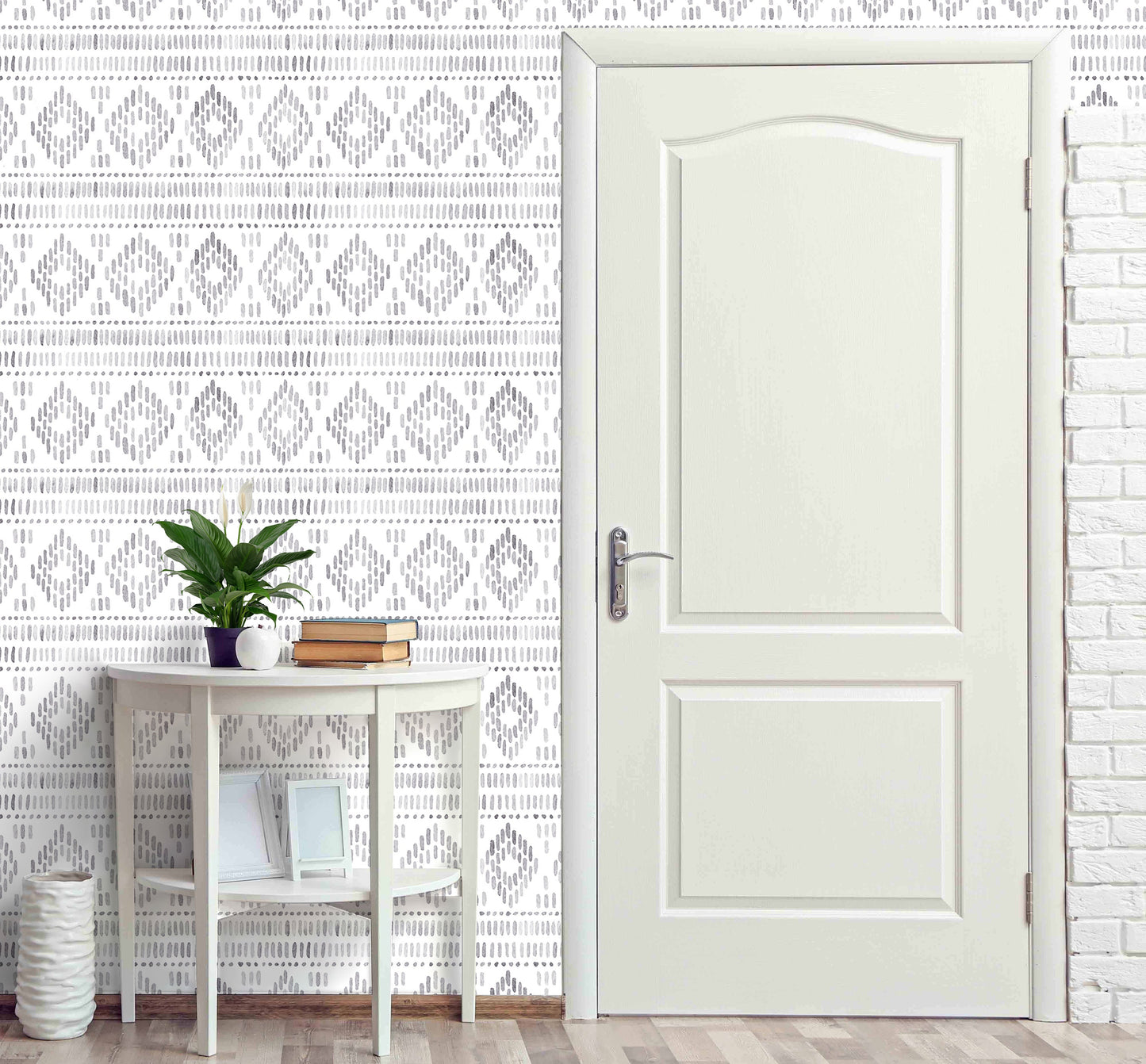 Aztec Wallpaper Peel and Stick, Black and White Geometric Canvas Removable Wall Paper