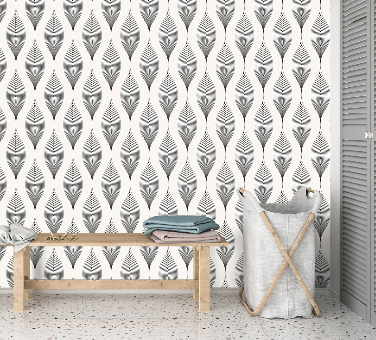 Curve Wallpaper Peel and Stick, Abstract Geometric Garland Textured Removable Wall Paper
