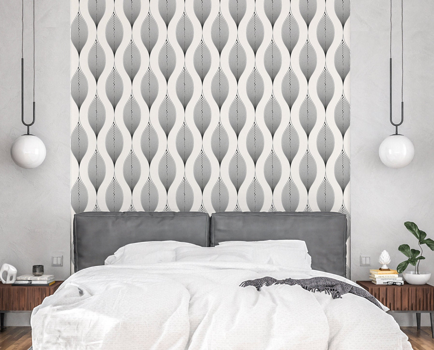 Curve Wallpaper Peel and Stick, Abstract Geometric Garland Textured Removable Wall Paper