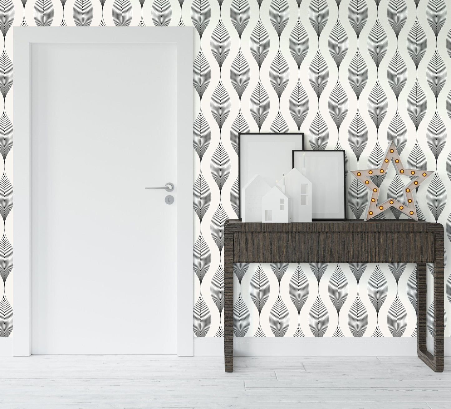 Curve Wallpaper Peel and Stick, Abstract Geometric Garland Textured Removable Wall Paper