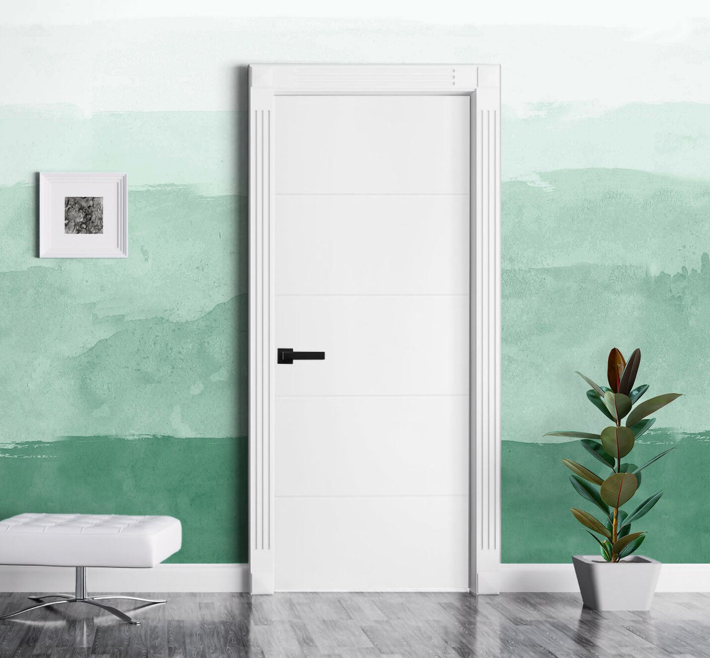 Green Watercolor Wallpaper Peel and Stick, Abstract Grunge Canvas Removable Wall Paper