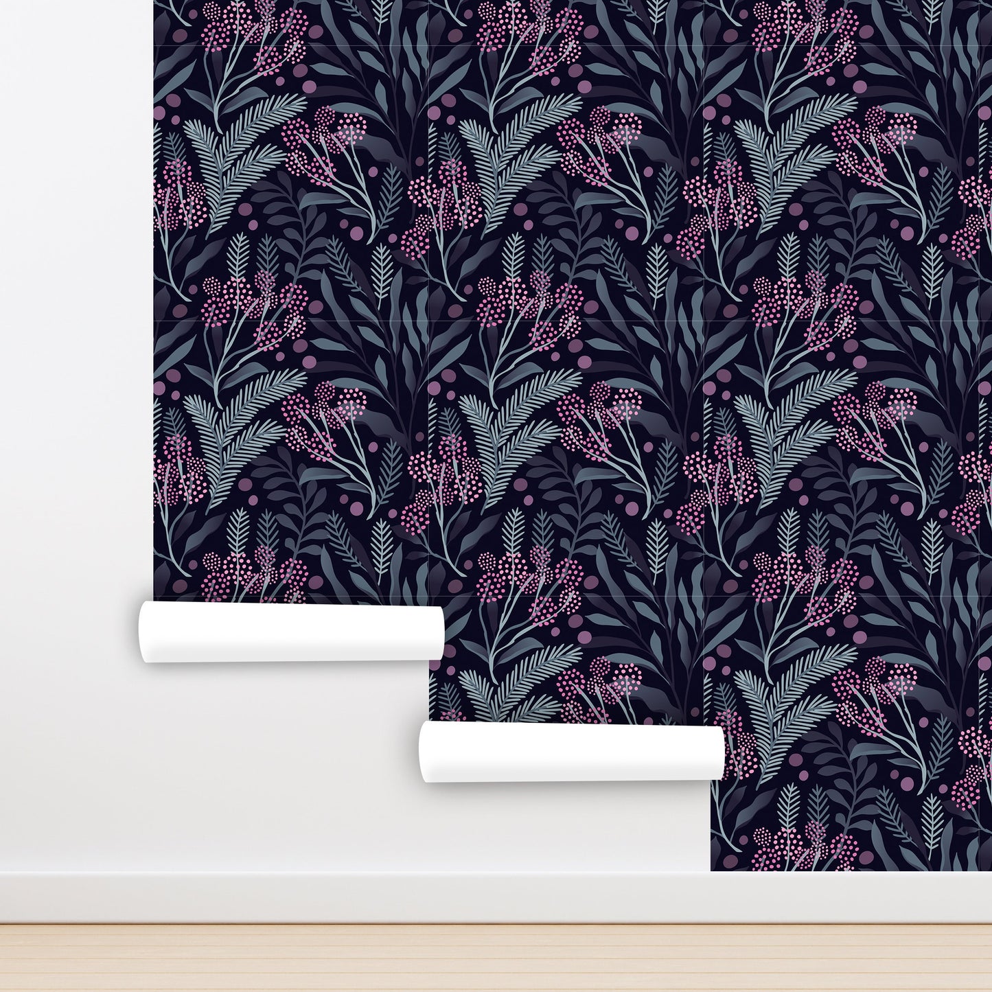 Moody Wallpaper Peel and Stick, Dark Botanical Garden Canvas Removable Wall Paper