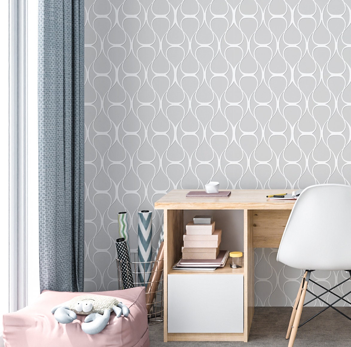 Lattice Wallpaper Peel and Stick, Retro 70s Geometric Canvas Texture Removable Wall Paper