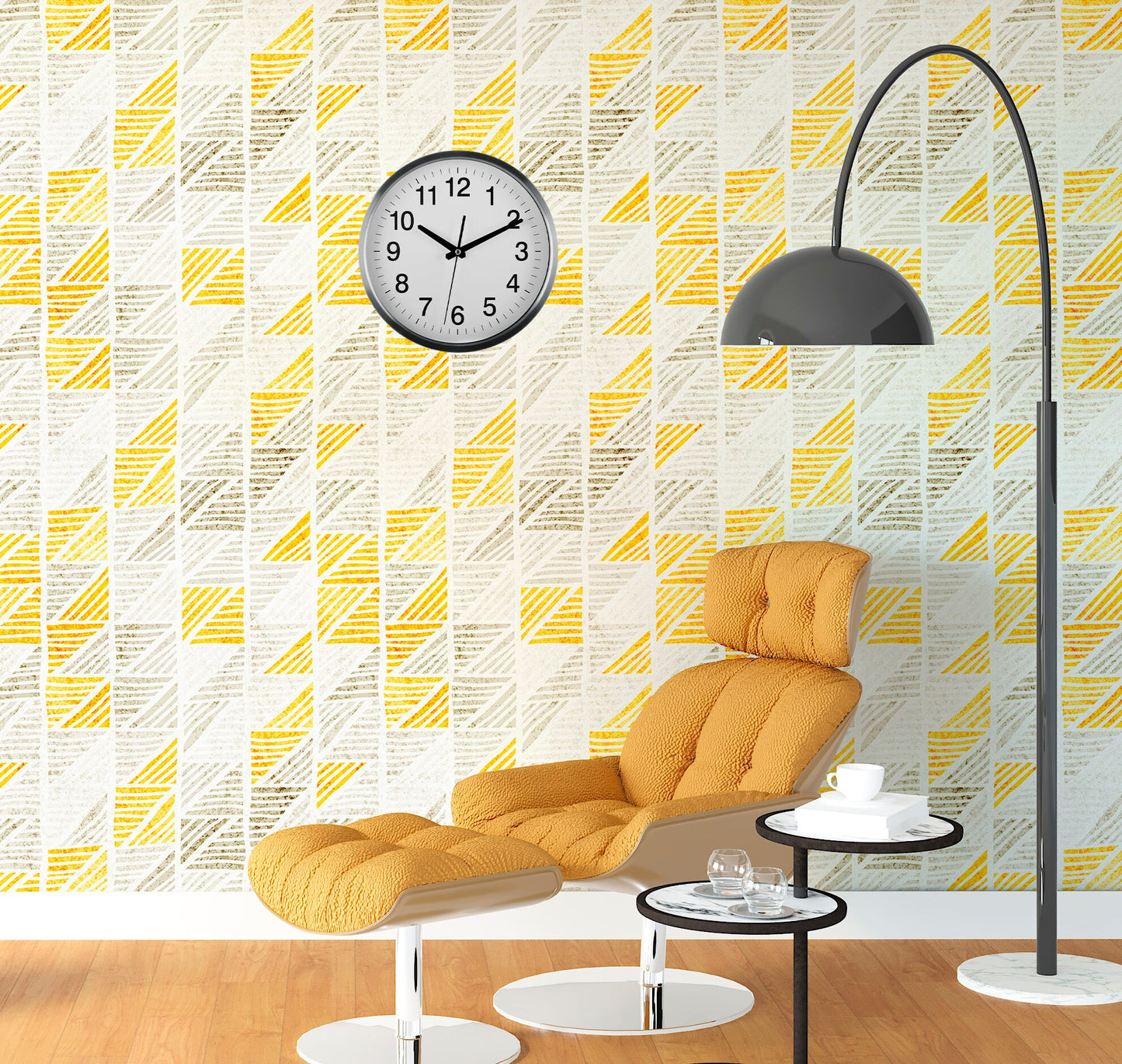 Zigzag Wallpaper Peel and Stick, Grunge Yellow Geometric Canvas Texture Removable Wall Paper
