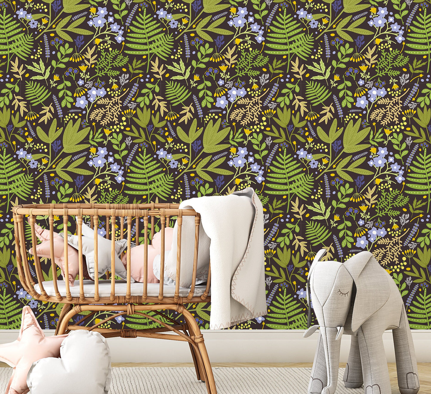 Fern Wallpaper Peel and Stick, Dak Botanical Mural Canvas Removable Wall Paper