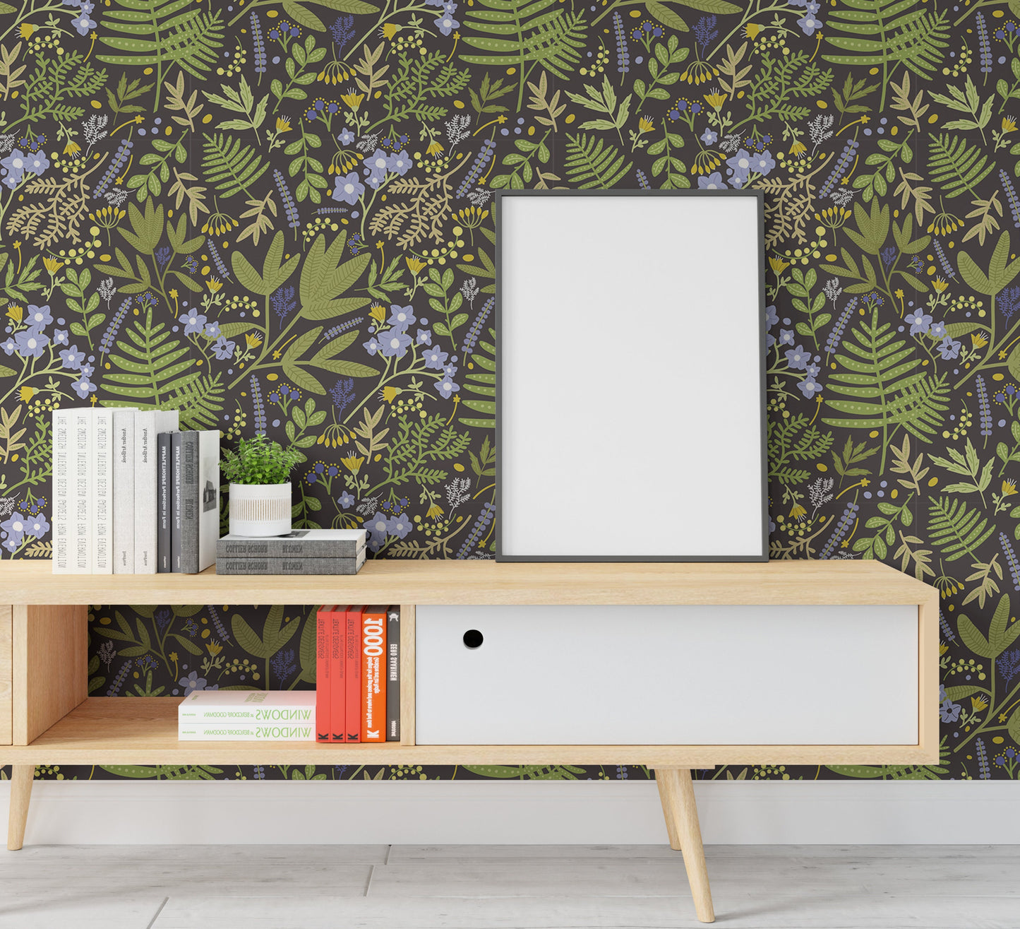 Fern Wallpaper Peel and Stick, Dak Botanical Mural Canvas Removable Wall Paper