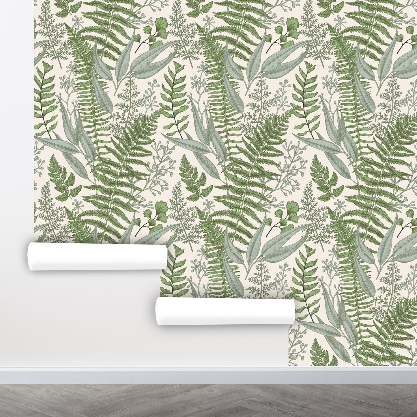 Fern Wallpaper, Green Leaf Wallpaper Peel and Stick, Botanical Wallpaper, Tropical Wallpaper, Removable Wall Paper