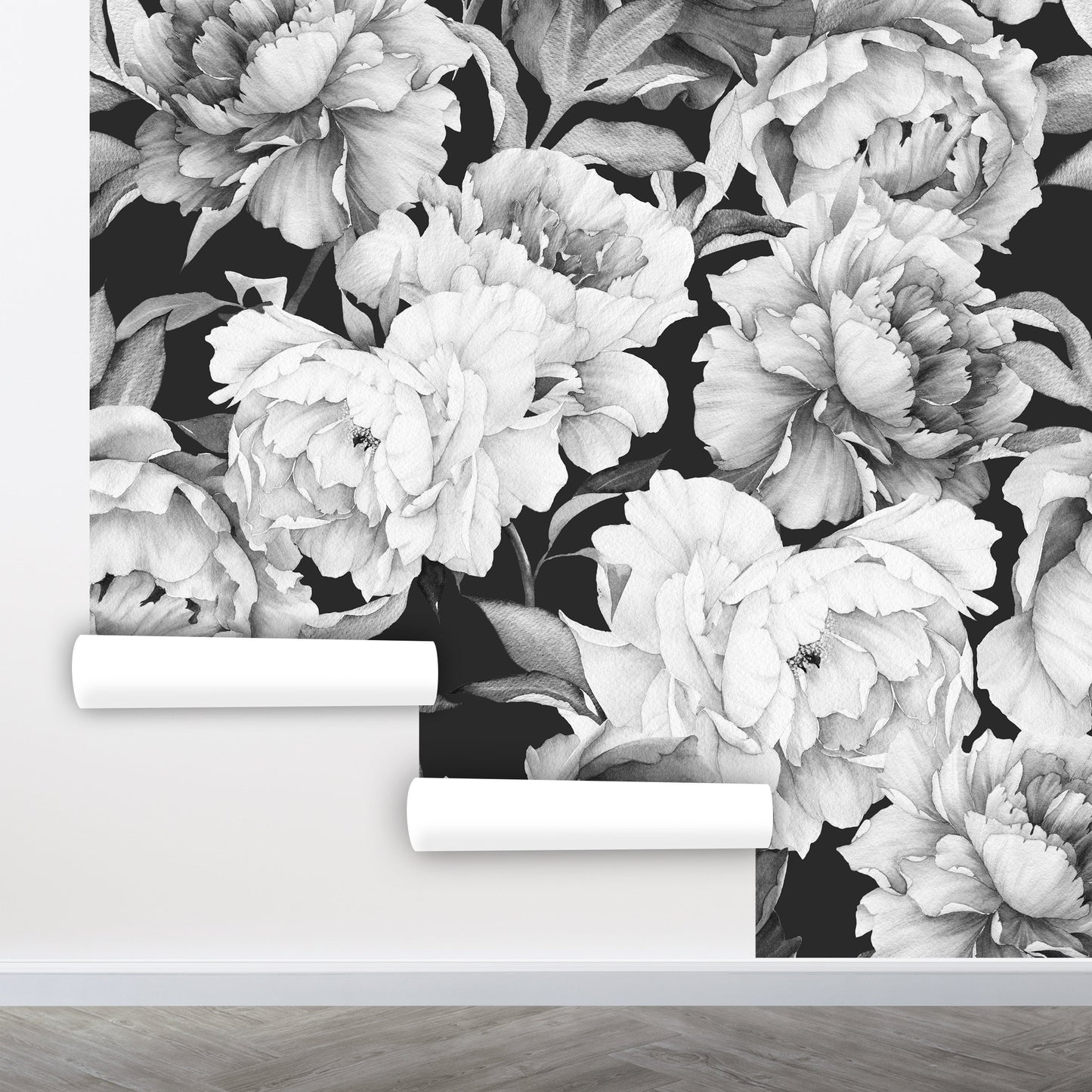Peony Wallpaper, Big Flower Wallpaper Peel and Stick, Black and White Wallpaper, Watercolor Floral Wallpaper, Removable Wall Paper