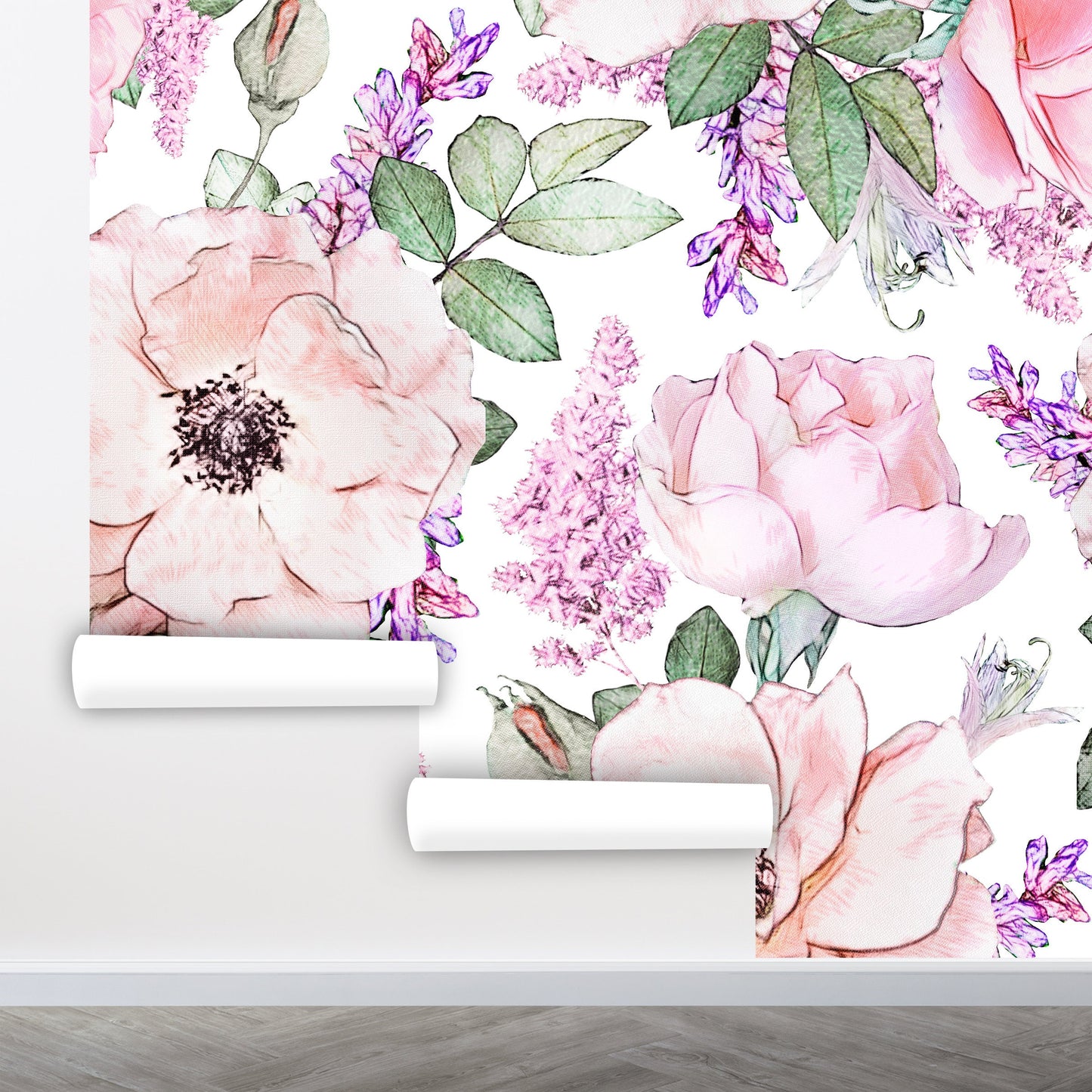 Pink Floral Wallpaper, Big Flower Wallpaper Peel and Stick, Peony Wallpaper, Nursery Wallpaper, Removable Wall Paper