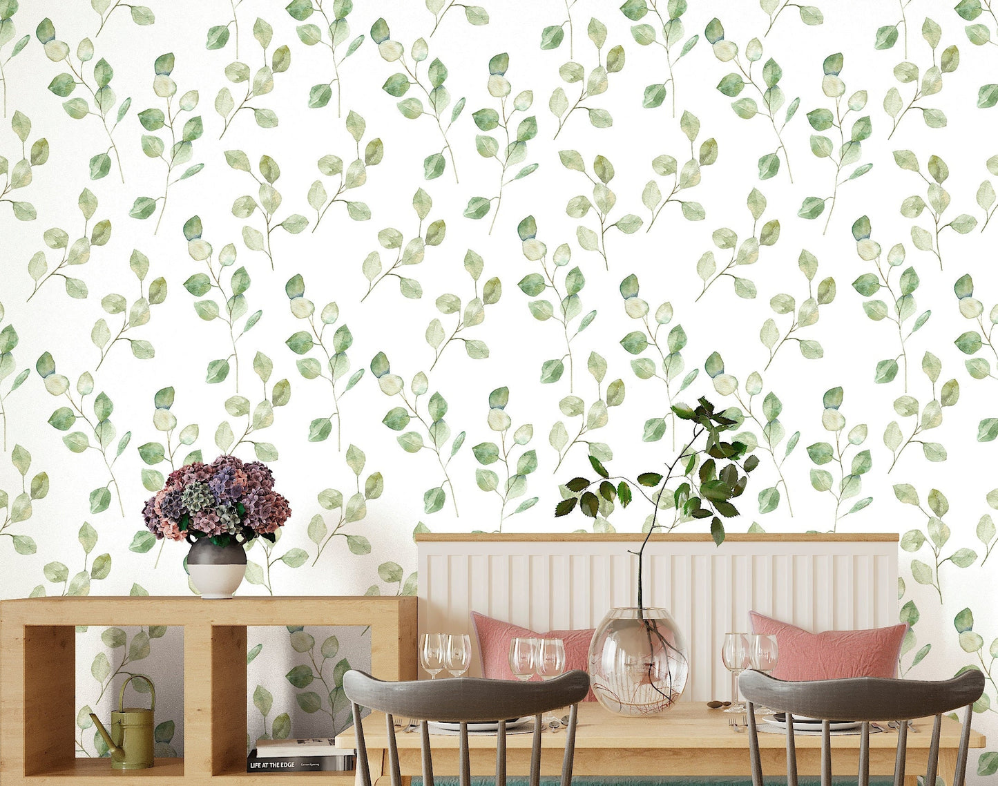 Eucalyptus Wallpaper, Green Leaf Wallpaper Peel and Stick, Botanical Wallpaper, Nursery Wallpaper, Removable Wall Paper