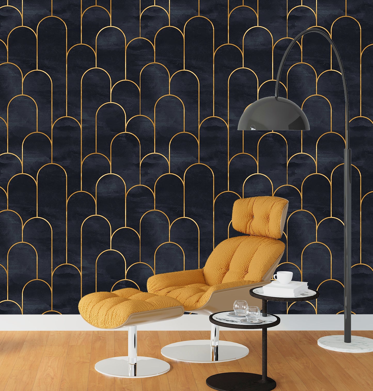 Black Gold Wallpaper Peel and Stick, Art Deco Wallpaper, Geometric Wallpaper, Vintage Wallpaper, Removable Wall Paper