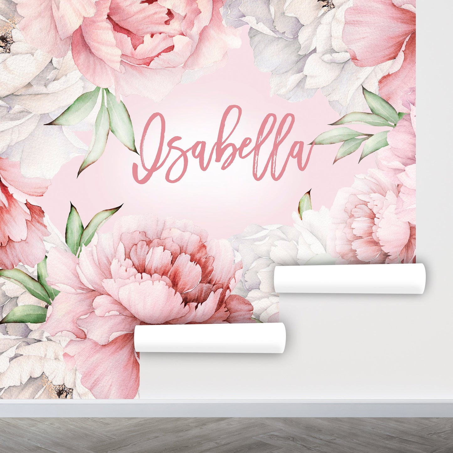 Girls Room Wallpaper Peel and Stick, Custom Wallpaper, Peony Wallpaper, Pink Floral Wallpaper, Nursery Wallpaper, Removable Wall Paper