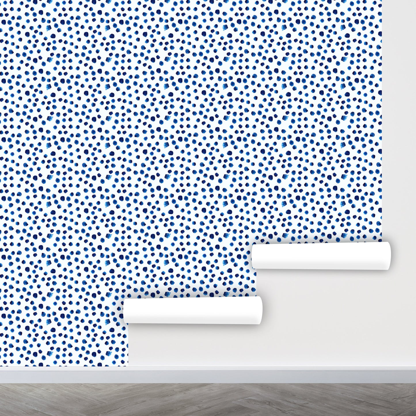 Blue Dot Wallpaper Peel and Stick, Boys Room Wallpaper, Watercolor Wallpaper, Brush Stroke Wallpaper, Removable Wall Paper