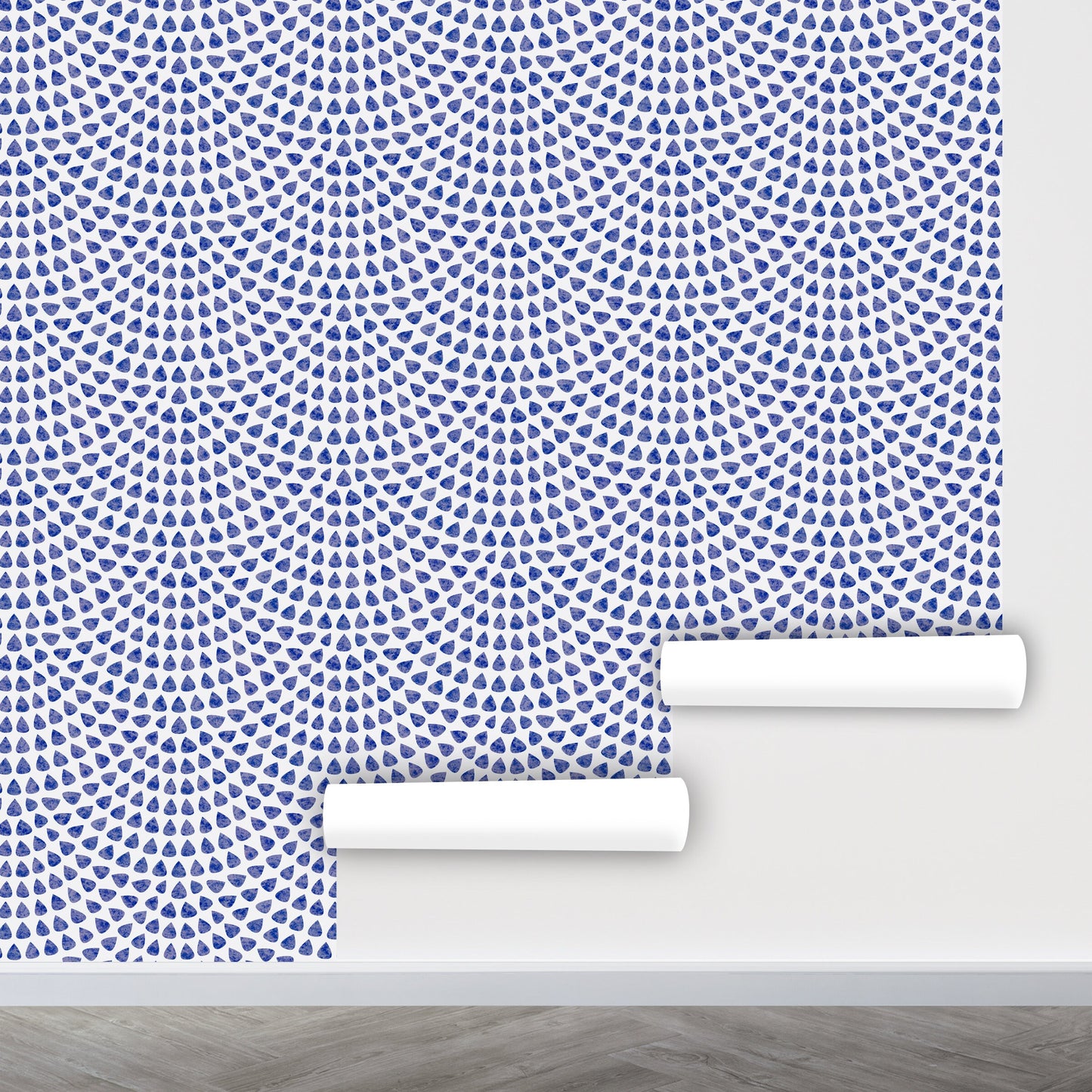 Blue Scallop Wallpaper Peel and Stick, Art Deco Wallpaper, Geometric Wallpaper, Removable Wall Paper