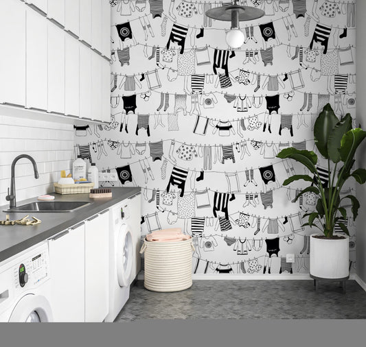Laundry room wallpaper peel and stick