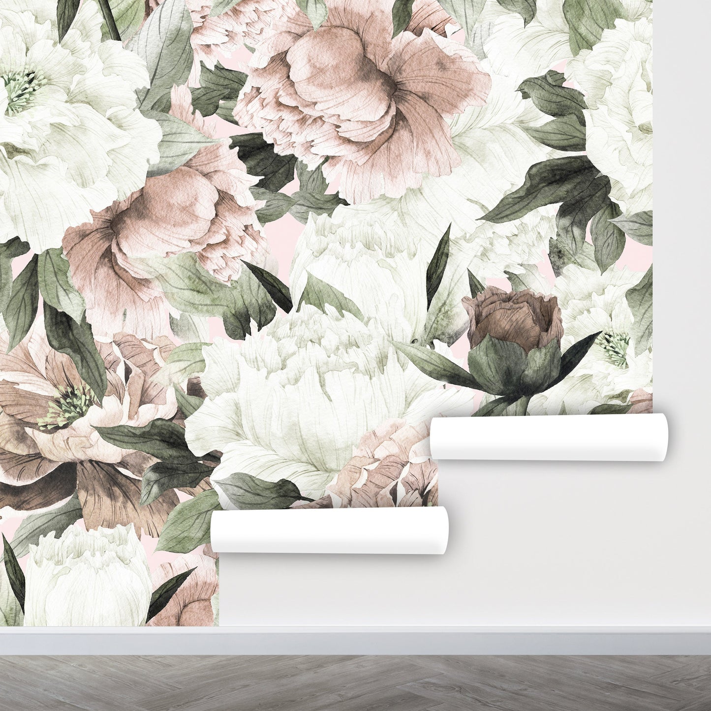 Peony Wallpaper Peel and Stick, Pink Floral Wallpaper, Big Flower Wallpaper, Watercolor Floral Wallpaper, Removable Wall Paper